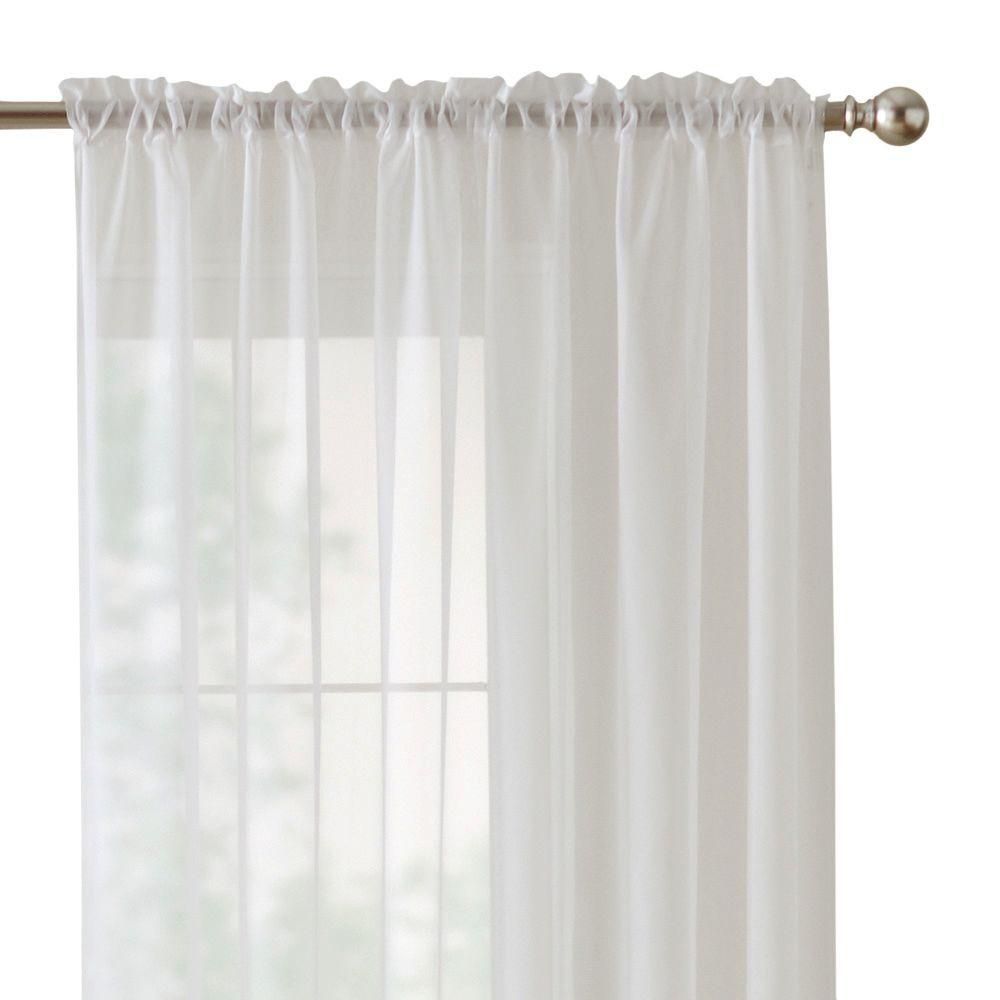Home Decorators Collection Sheer Voile Window Panel In White – 60 In. W X  84 In. L Within Double Layer Sheer White Single Curtain Panels (Photo 18 of 20)