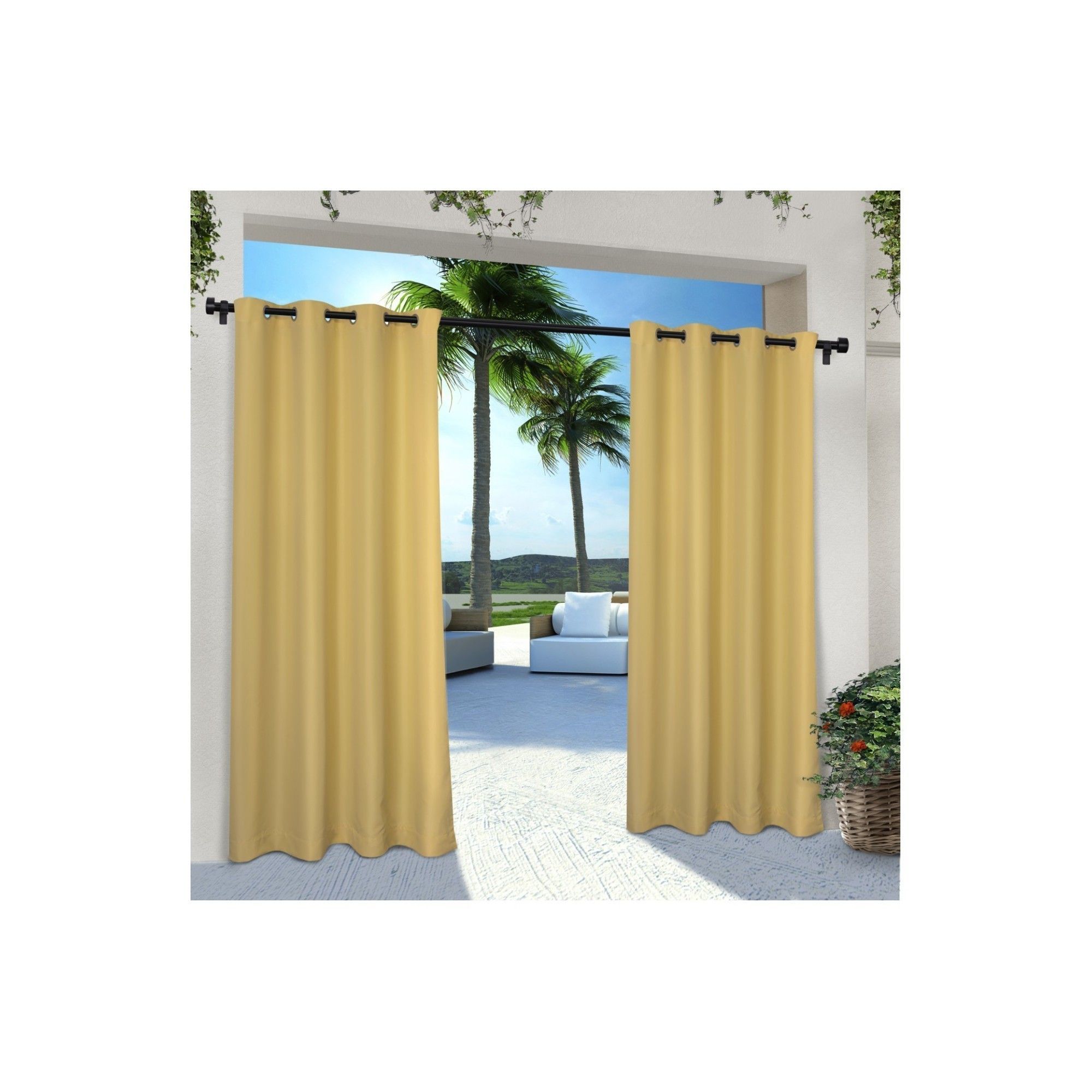 Indoor/outdoor Solid Cabana Grommet Top Window Curtain Panel Intended For Indoor/outdoor Solid Cabana Grommet Top Curtain Panel Pairs (View 8 of 20)