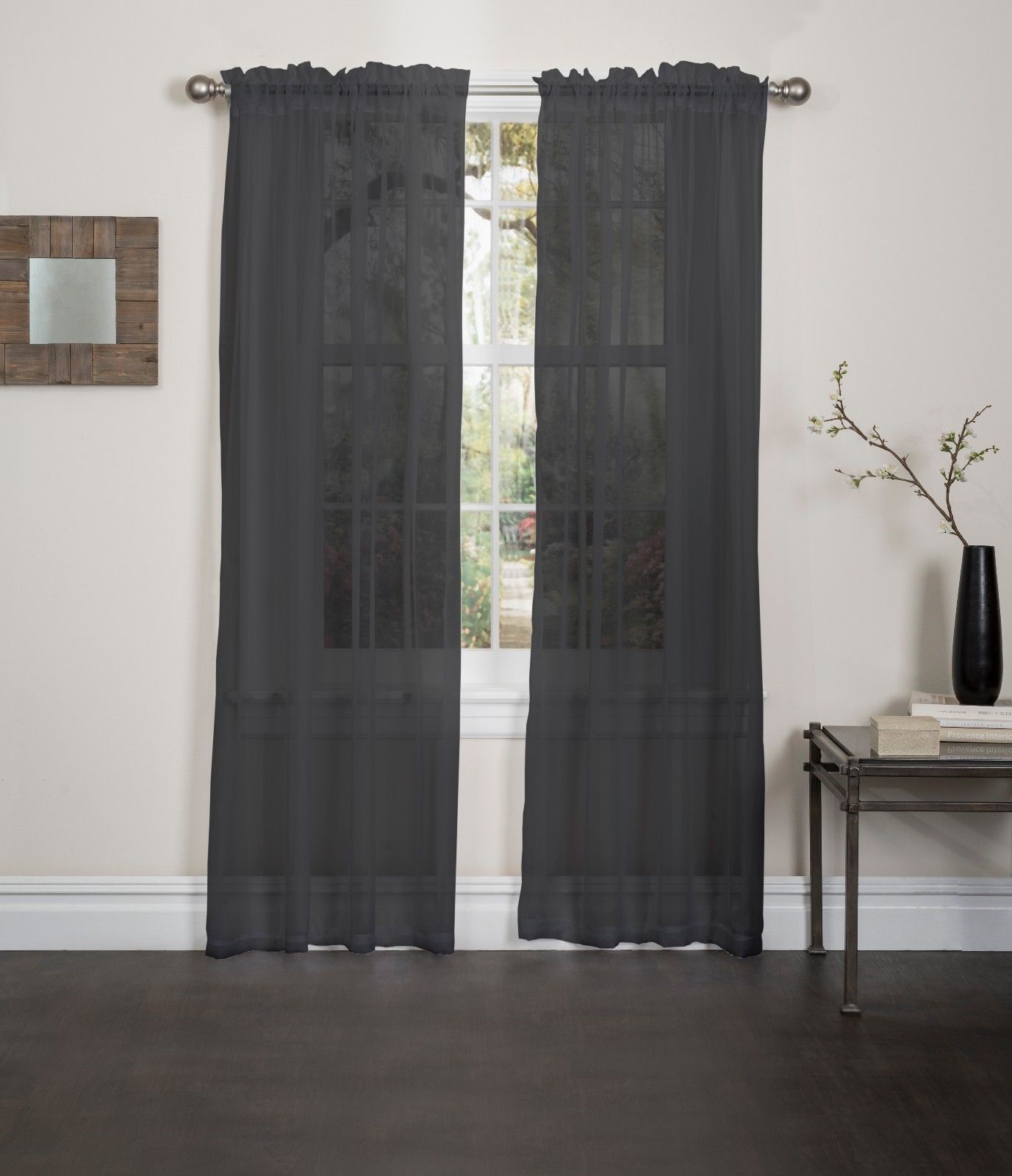 Kashi Home Lisa Solid Sheer Rod Pocket Single Curtain Panel With Vina Sheer Bird Single Curtain Panels (Photo 10 of 30)