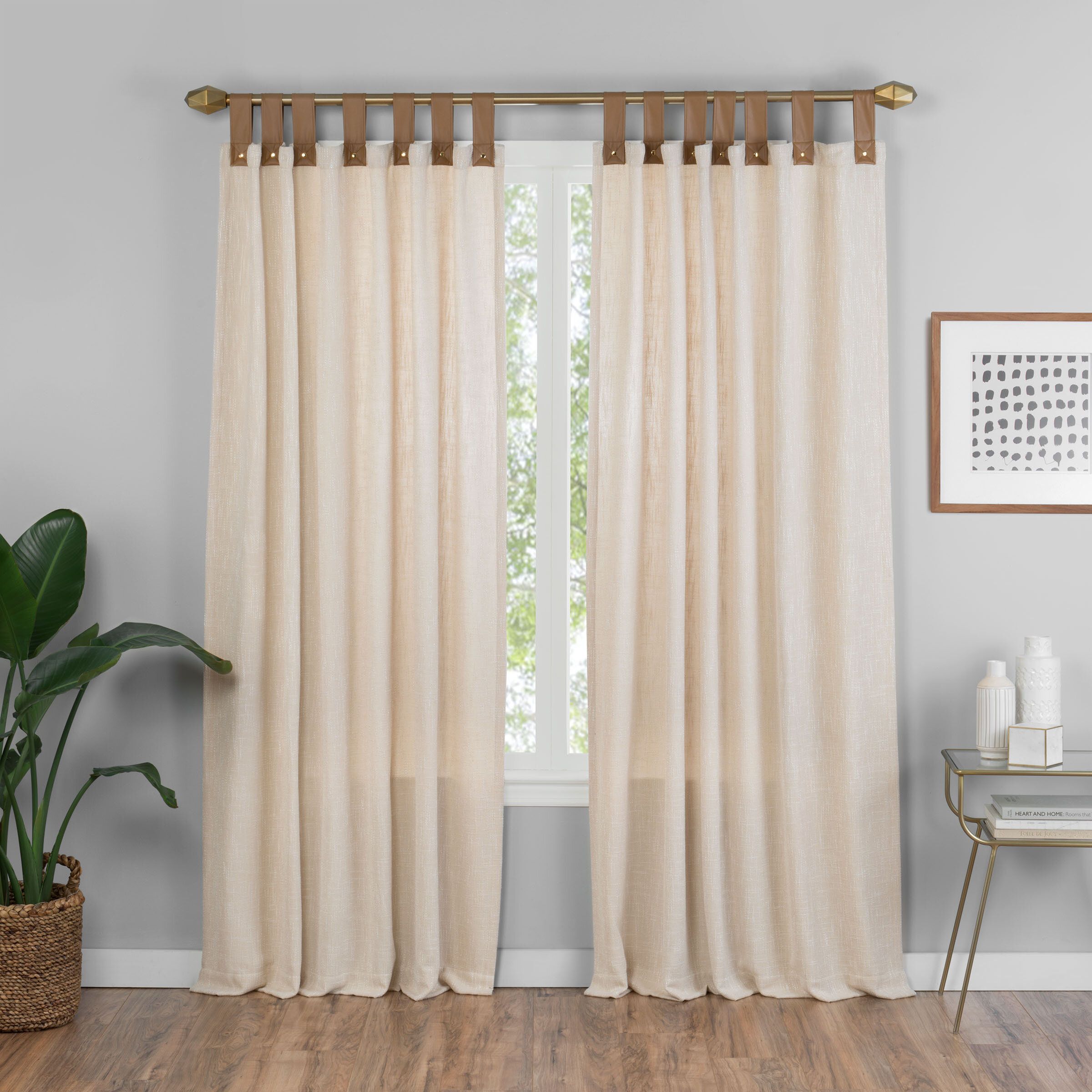 Kaufman Solid Semi Sheer Tab Top Single Curtain Panel Throughout Tab Top Sheer Single Curtain Panels (View 30 of 30)