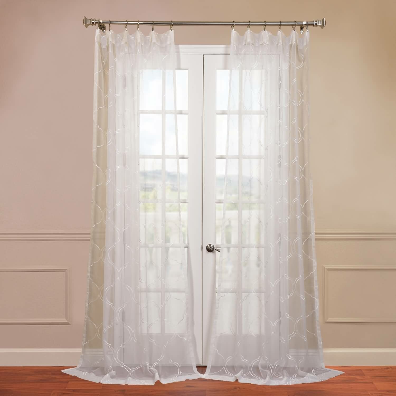Kelling Geometric Sheer Rod Pocket Single Curtain Panel With Tassels Applique Sheer Rod Pocket Top Curtain Panel Pairs (View 23 of 30)