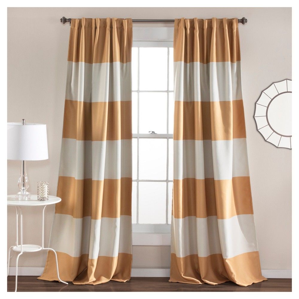 Lush Decor Montego Stripe Window Curtain Set Black (84 X52 Pertaining To Softline Trenton Grommet Top Curtain Panels (View 19 of 30)