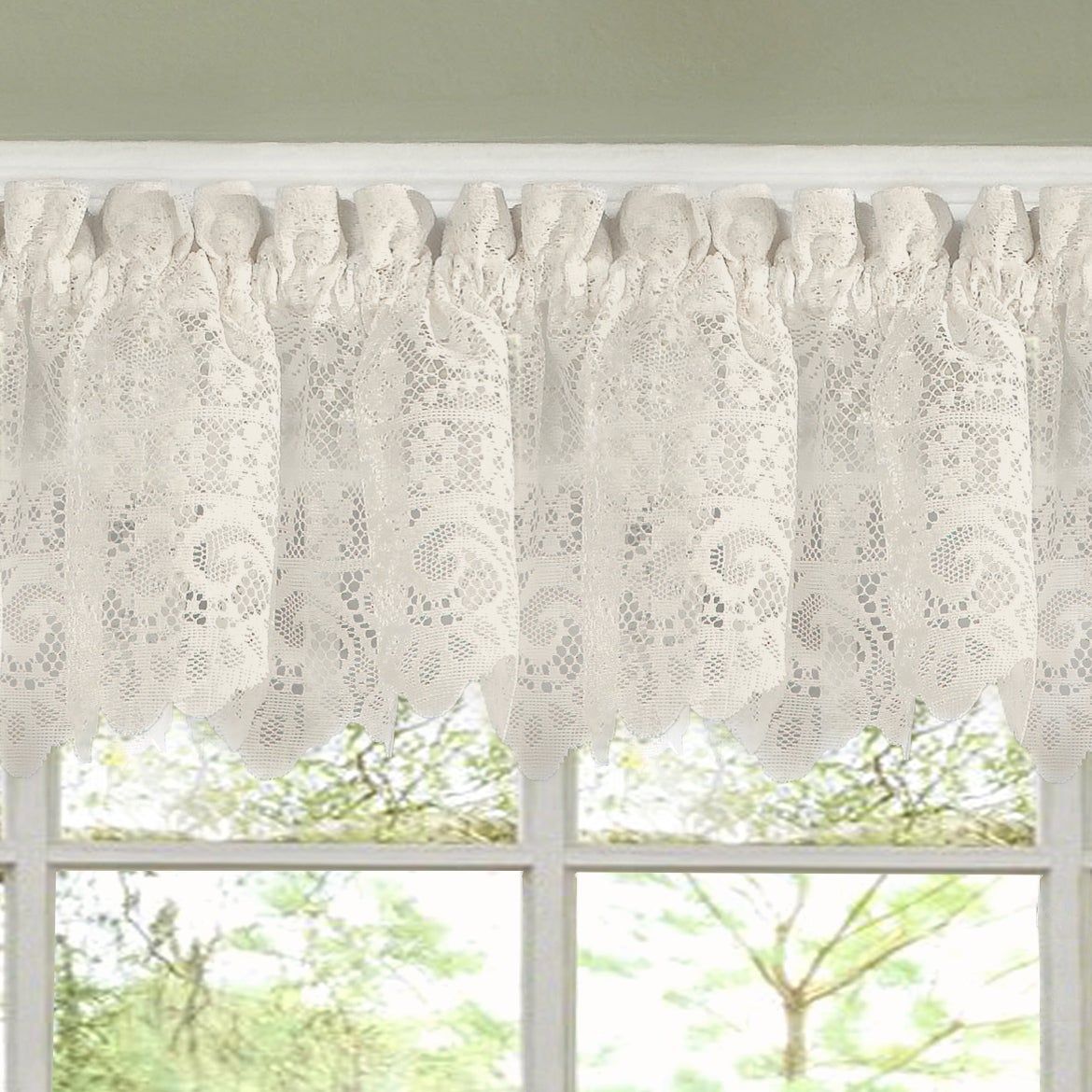Luxurious Old World Style Lace Kitchen Curtains  Tiers And Valances In  Cream | Overstock Shopping – The Best Deals On Valances Intended For Luxurious Old World Style Lace Window Curtain Panels (View 6 of 20)