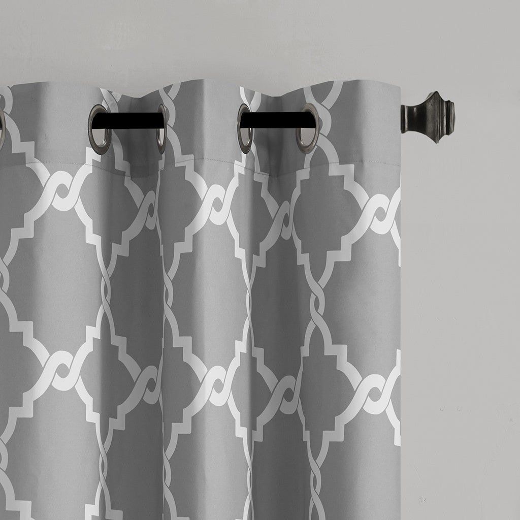 Madison Park Essentials Almaden Fretwork Printed Grommet Top Curtain Panel  Pair With Essentials Almaden Fretwork Printed Grommet Top Curtain Panel Pairs (View 5 of 20)
