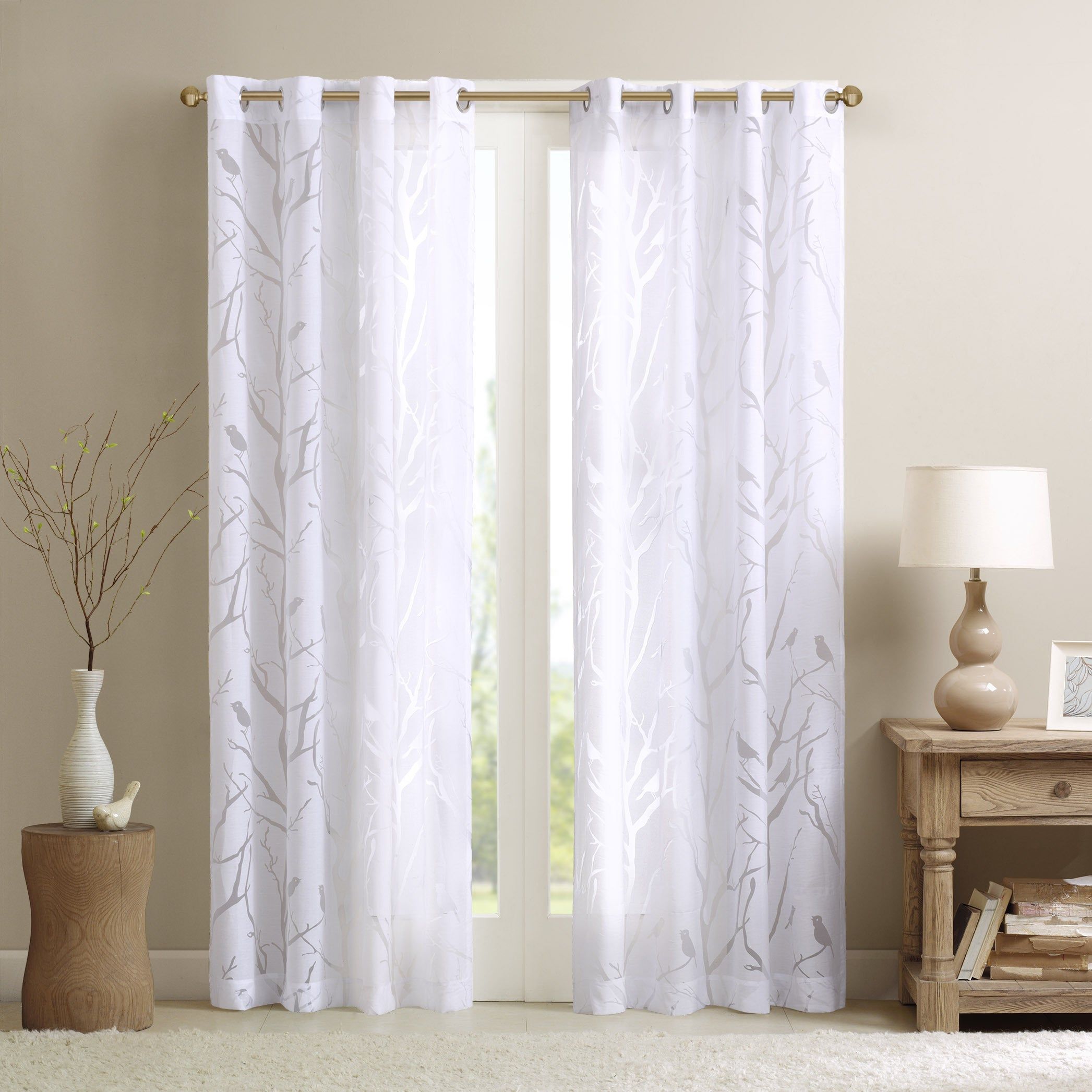 Featured Photo of The Best Vina Sheer Bird Single Curtain Panels