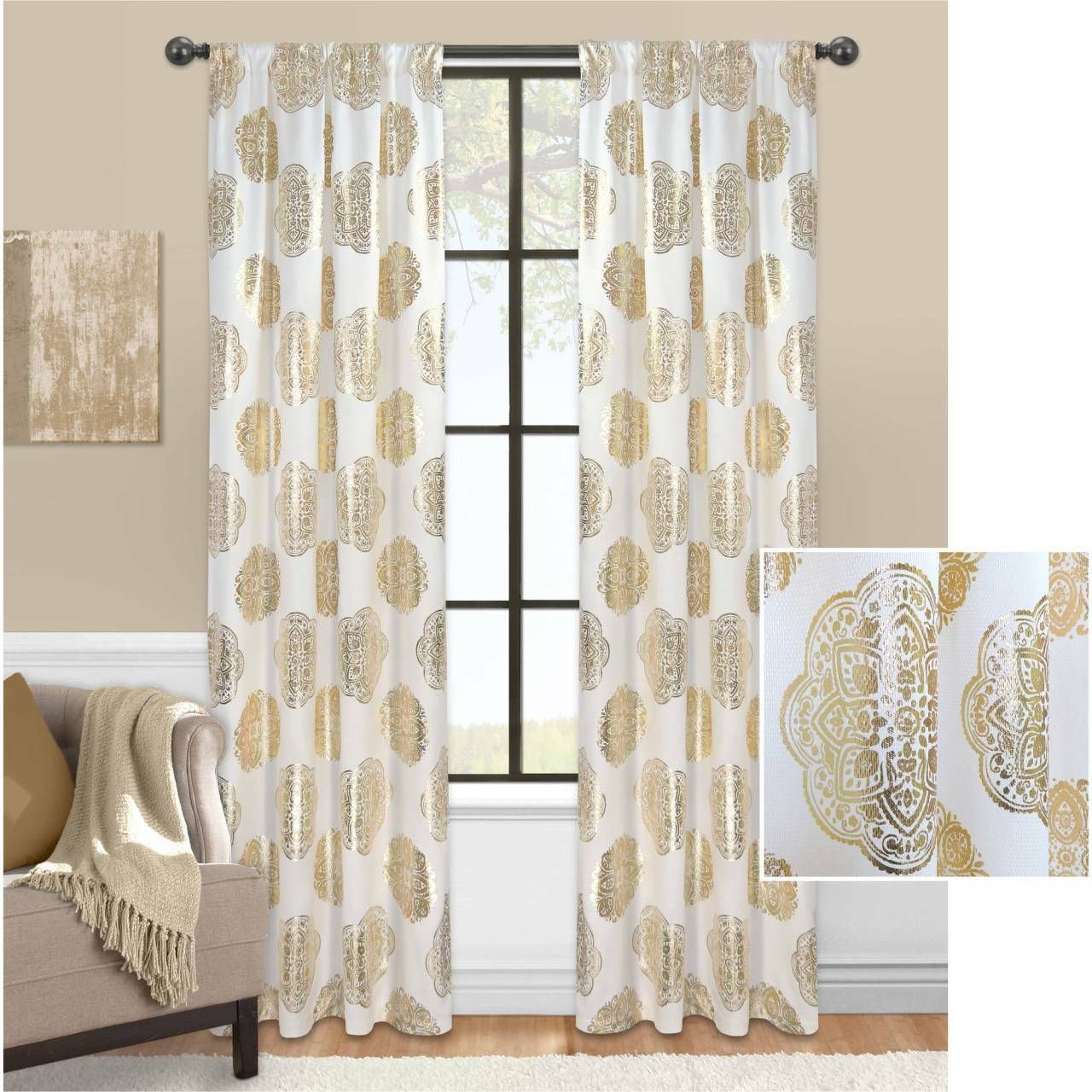 Metallic Curtain Panels – V9oj With Regard To Elegant Comfort Luxury Penelopie Jacquard Window Curtain Panel Pairs (View 19 of 20)