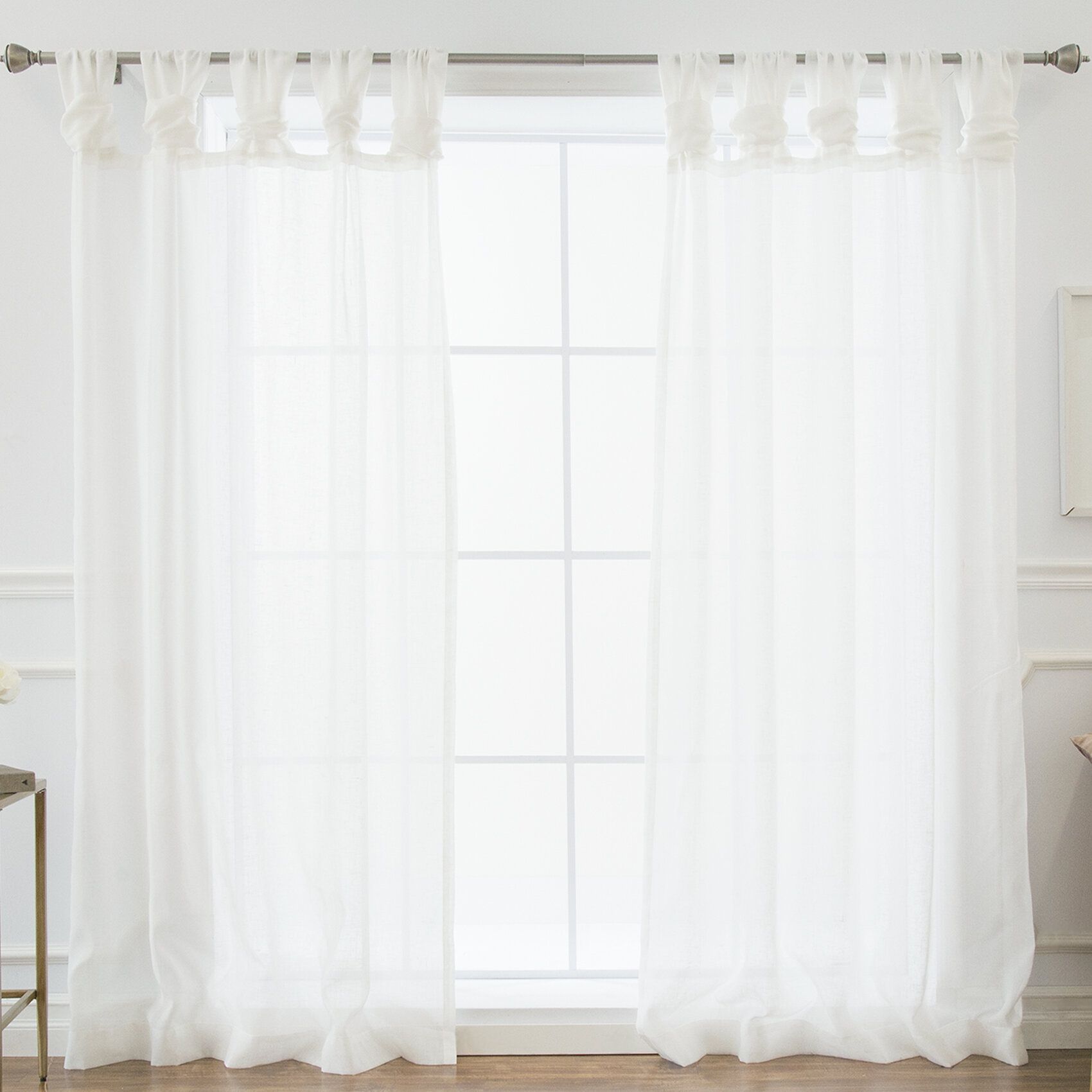 Millie Twist Faux Linen Solid Sheer Tab Top Curtain Panels For Twisted Tab Lined Single Curtain Panels (View 16 of 30)