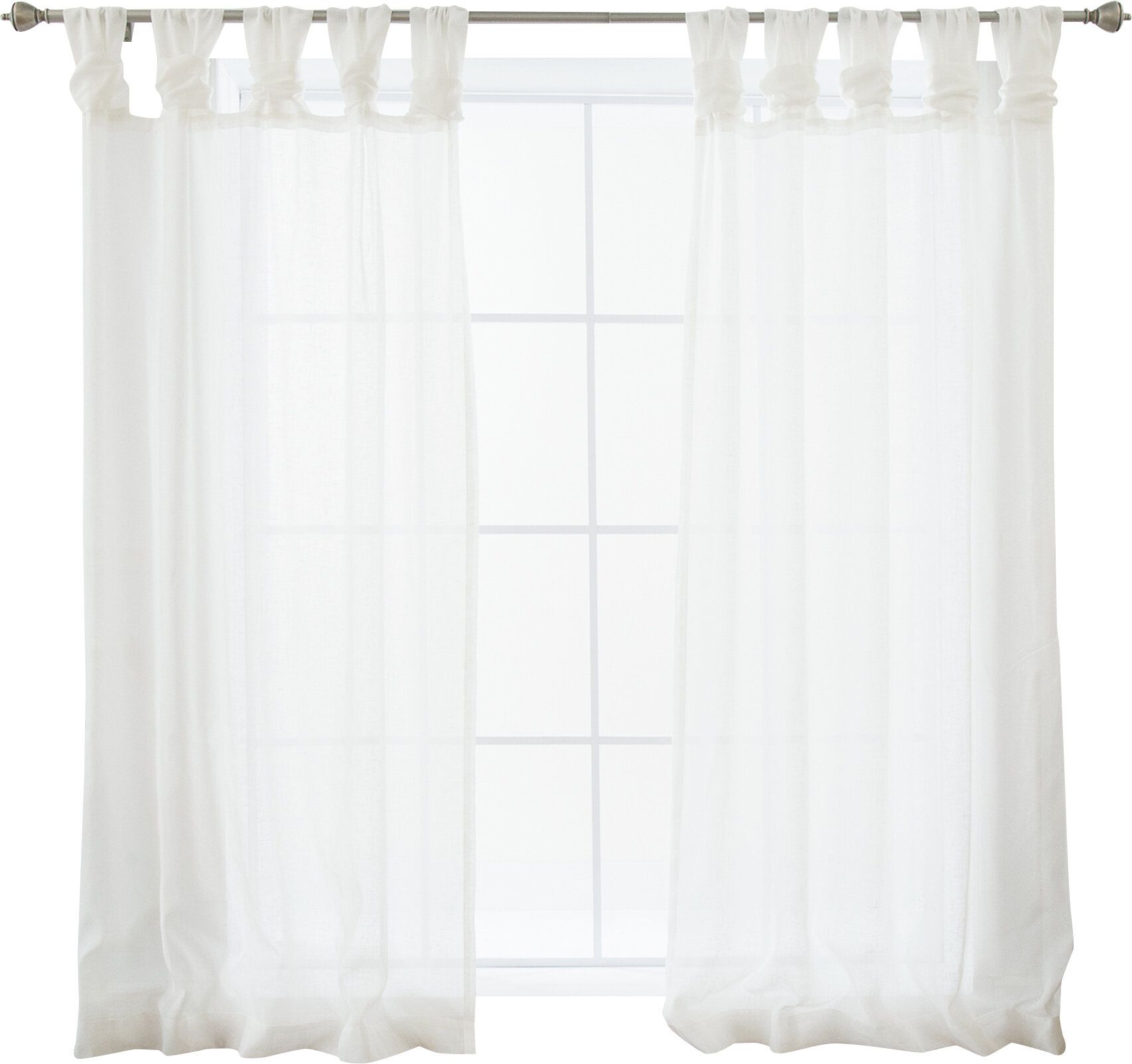 Millie Twist Faux Linen Solid Sheer Tab Top Curtain Panels In Twisted Tab Lined Single Curtain Panels (View 18 of 30)