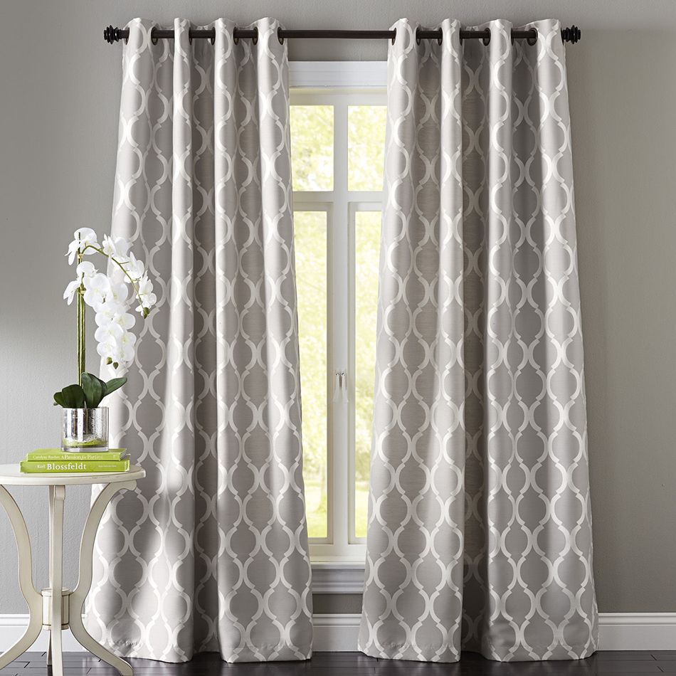 Moorish Tile Grommet Gray Curtain | Home Inspo | Living Room Within Davis Patio Grommet Top Single Curtain Panels (View 15 of 20)