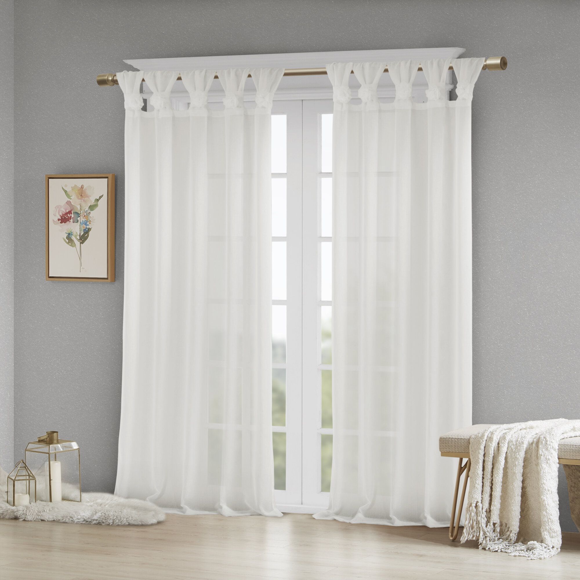 Mysliwiec Floral Twist Solid Semi Sheer Tab Top Single Curtain Panel Within Twisted Tab Lined Single Curtain Panels (Photo 30 of 30)