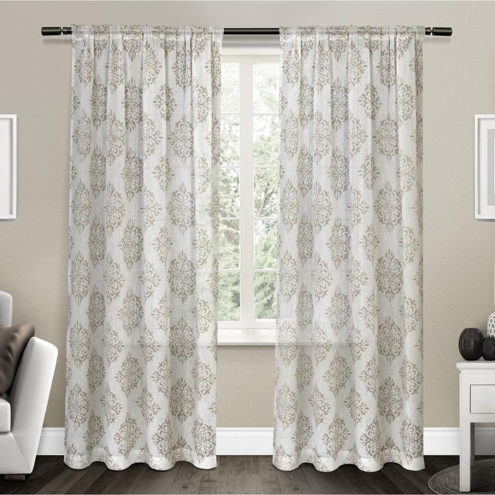 Nagano 54 In. W X 84 In. L Sheer Rod Pocket Top Curtain Panel In Taupe (2  Panels) Within Belgian Sheer Window Curtain Panel Pairs With Rod Pocket (Photo 12 of 20)
