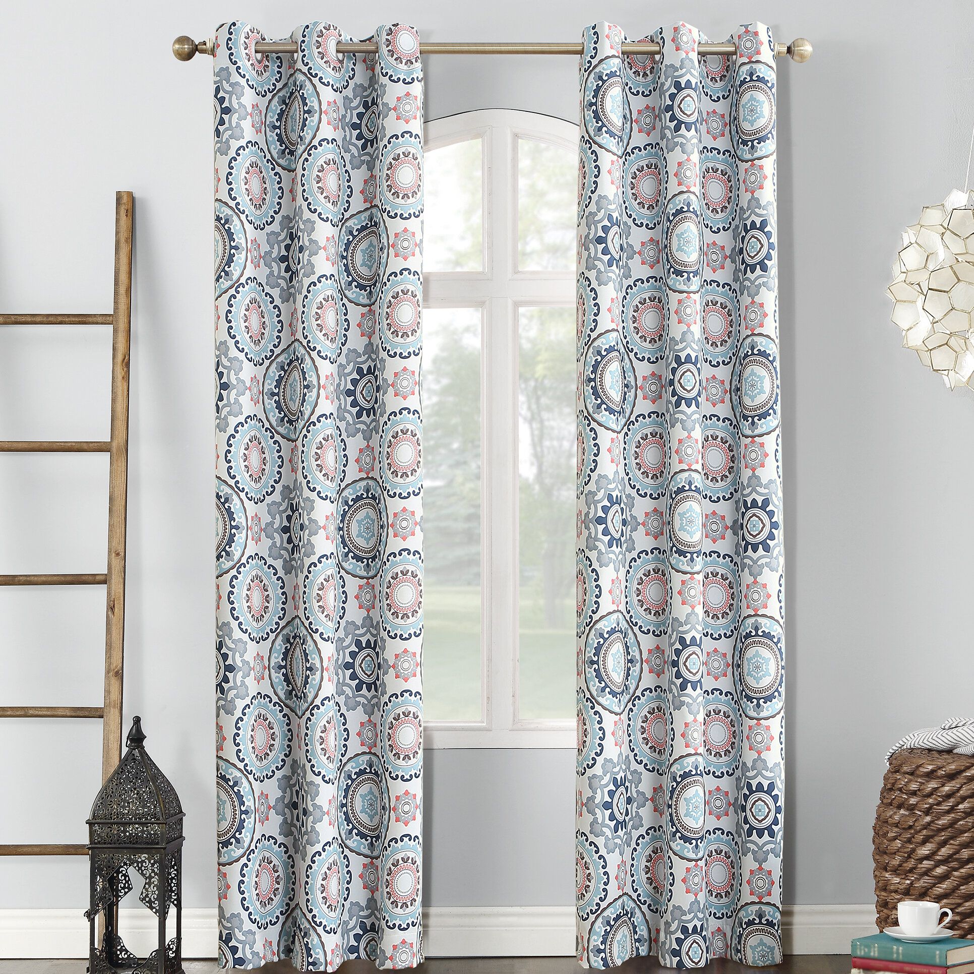 Nepal Global Print Thermal Blackout Grommet Single Curtain Panel Throughout Total Blackout Metallic Print Grommet Top Curtain Panels (View 33 of 36)