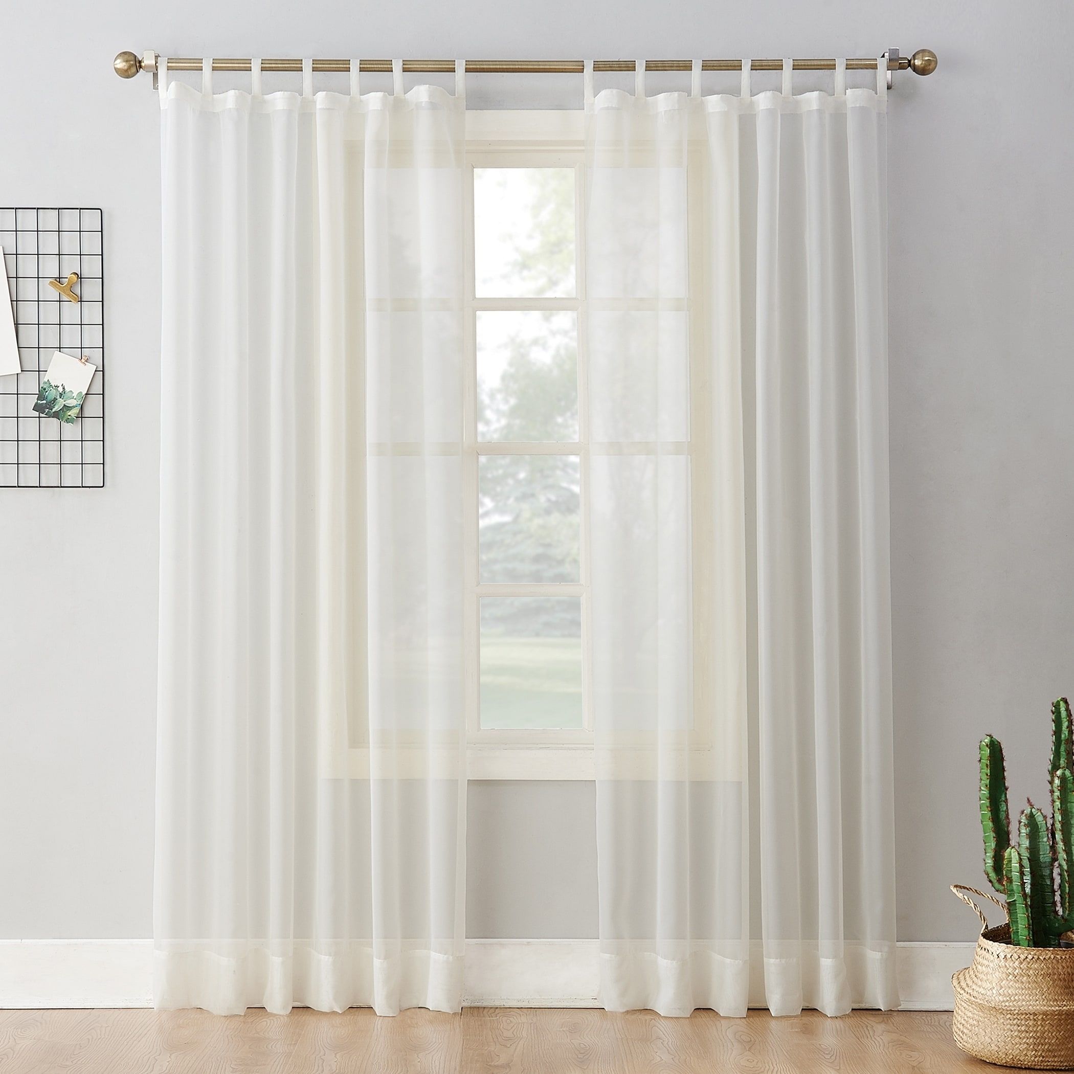 No. 918 Emily Sheer Voile Tab Top Curtain Panel (59 X 63 Intended For Jacob Tab Top Single Curtain Panels (Photo 11 of 20)