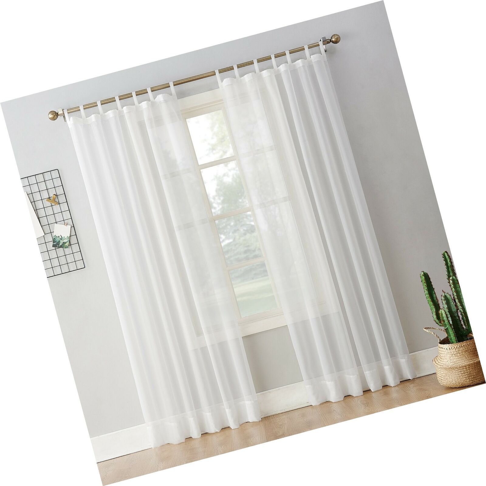 No. 918 Emily Sheer Voile Tab Top Curtain Panel, 59" X 84", White 59" X 84" Regarding Emily Sheer Voile Single Curtain Panels (Photo 20 of 20)