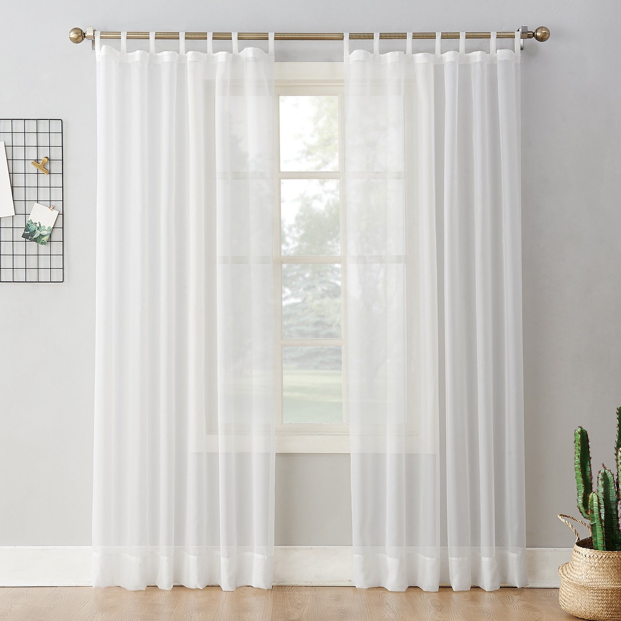 No. 918 Emily Sheer Voile Tab Top Curtain Panel Regarding Elowen White Twist Tab Voile Sheer Curtain Panel Pairs (Photo 15 of 20)