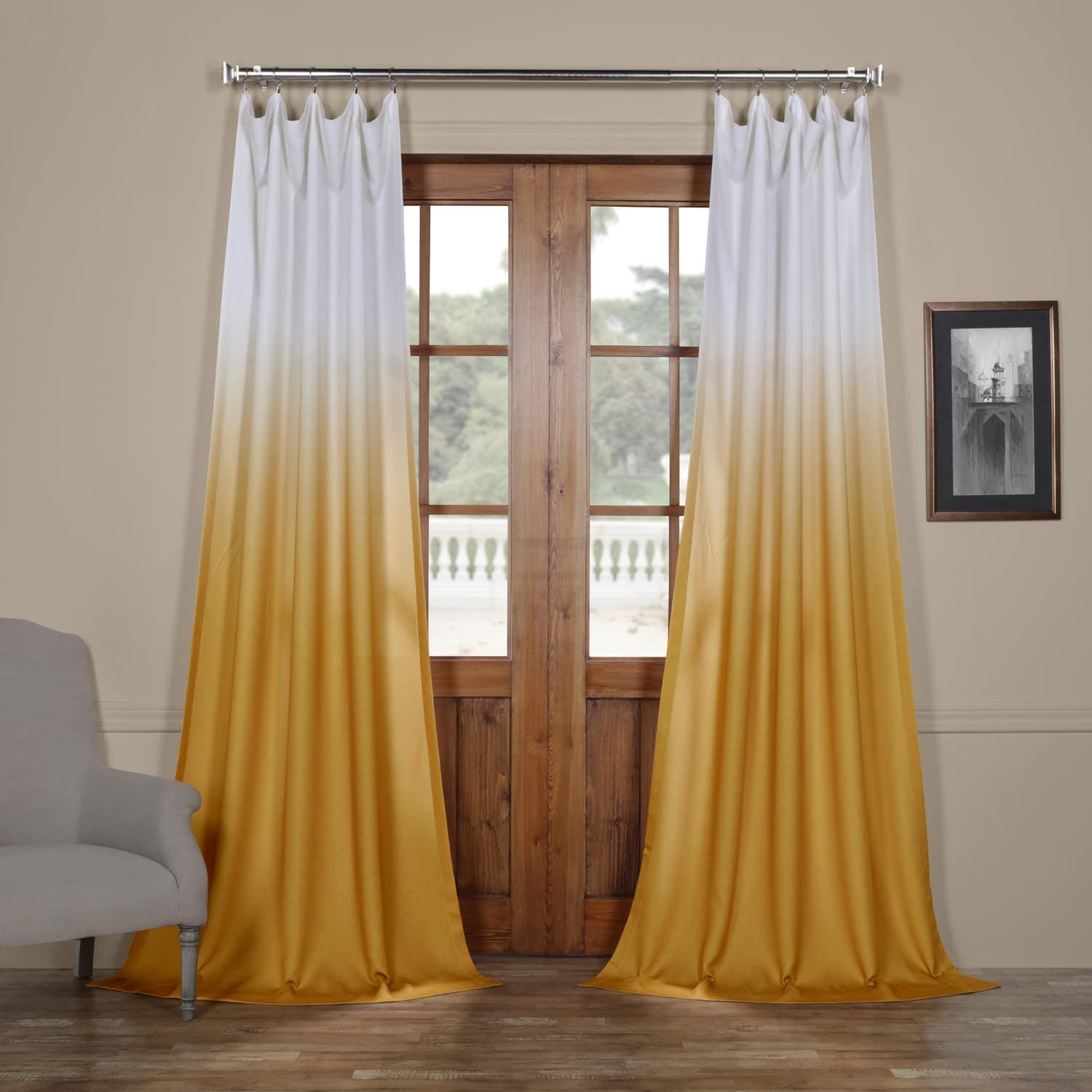 Ombre Gold Faux Linen Sheer Curtain – 1fb9 Quality Product Sales Throughout Ombre Stripe Yarn Dyed Cotton Window Curtain Panel Pairs (View 19 of 20)
