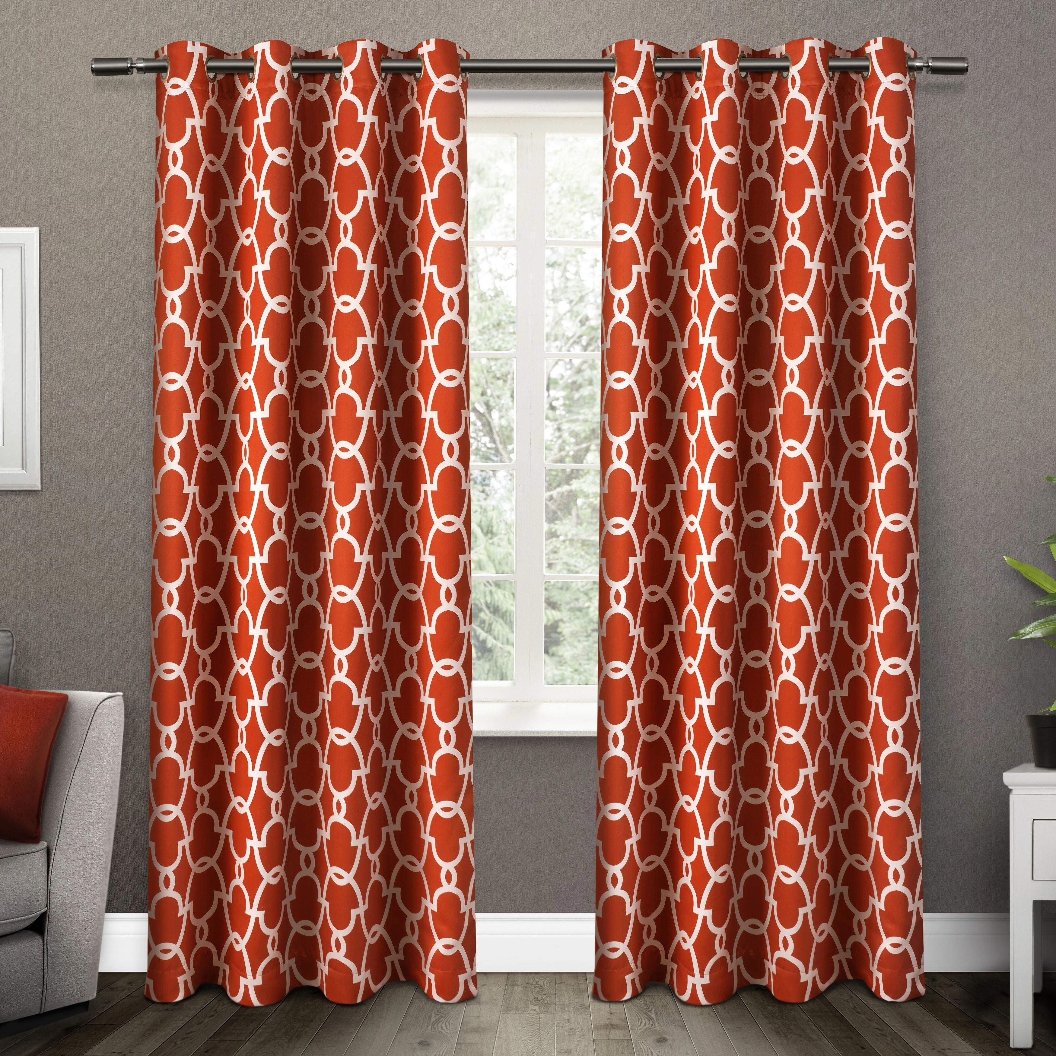 Orange Grommet Curtain Panels – Easy Home Decorating Ideas Inside Thermal Woven Blackout Grommet Top Curtain Panel Pairs (Photo 28 of 30)