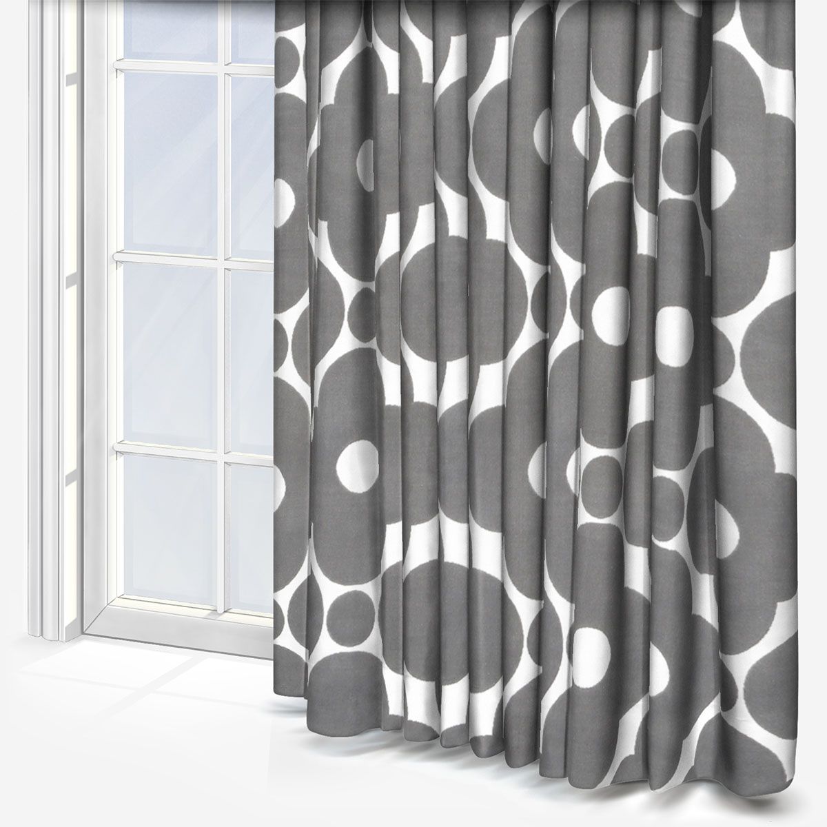 Orla Kiely Velvet Spot Flower Dark Warm Grey With Warm Black Velvet Single Blackout Curtain Panels (Photo 26 of 30)