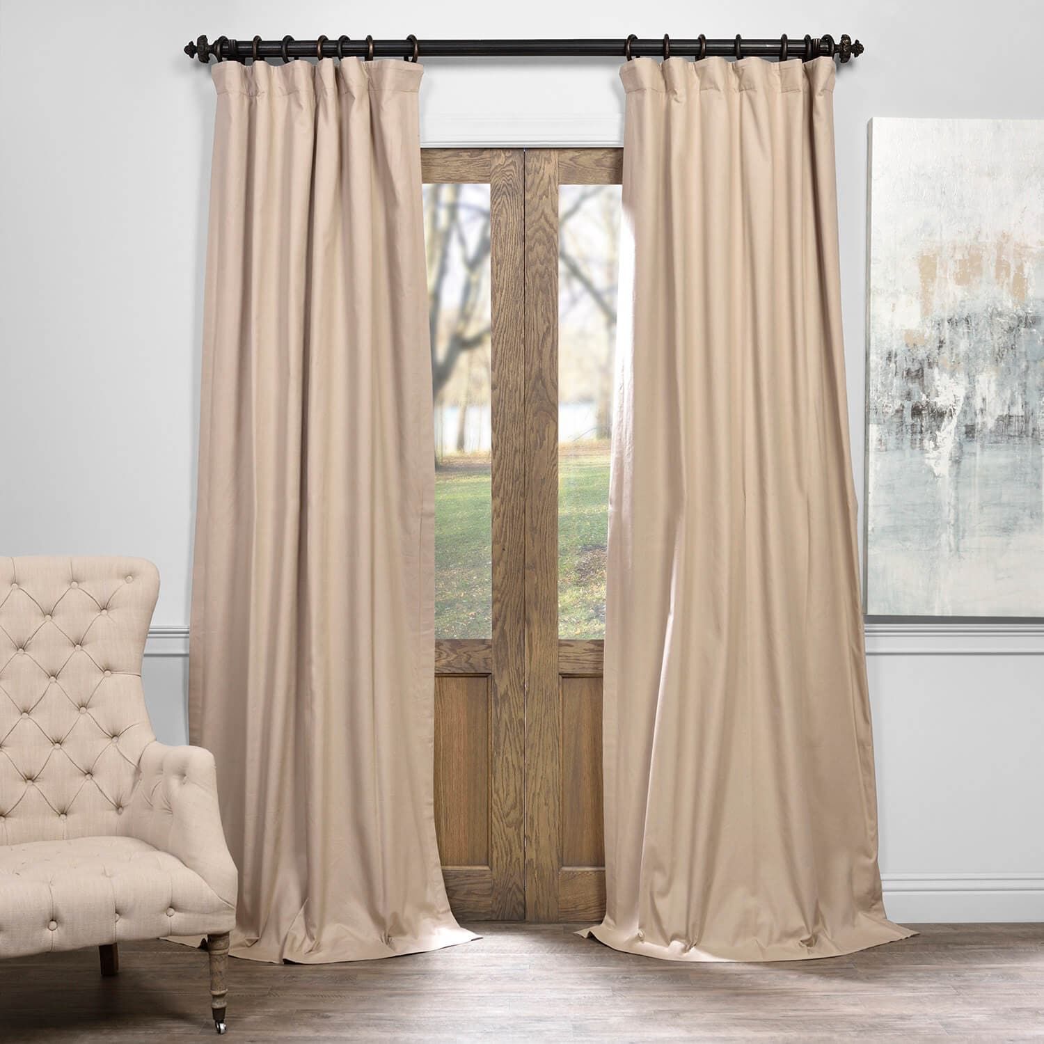 Rugged Tan Solid Cotton Blackout Curtain For Solid Cotton Pleated Curtains (View 6 of 30)