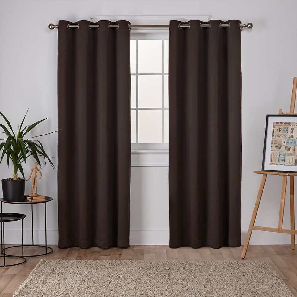 Sateen 52 In. W X 84 In. L Woven Blackout Grommet Top Curtain Panel In  Espresso (2 Panels) Throughout Sateen Woven Blackout Curtain Panel Pairs With Pinch Pleat Top (Photo 15 of 20)