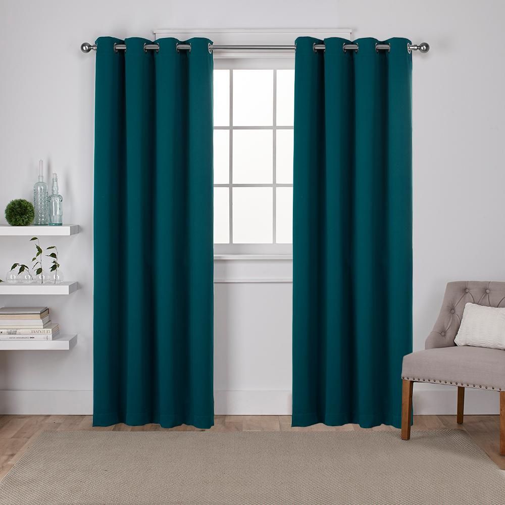 Sateen 52 In. W X 84 In. L Woven Blackout Grommet Top Curtain Panel In  Sapphire Teal (2 Panels) Throughout Woven Blackout Grommet Top Curtain Panel Pairs (Photo 20 of 30)