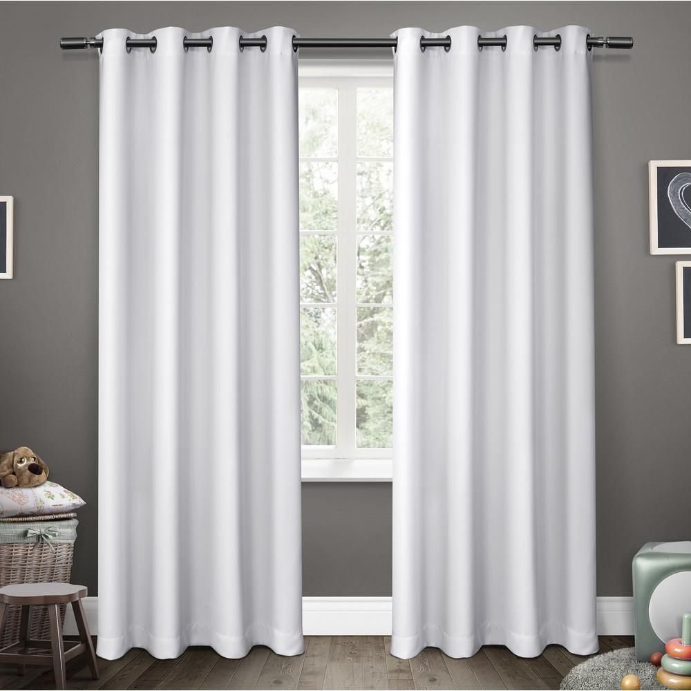 Sateen Kids 52 In. W X 84 In. L Woven Blackout Grommet Top Curtain Panel In  Winter White (2 Panels) Inside Bethany Sheer Overlay Blackout Window Curtains (Photo 20 of 20)