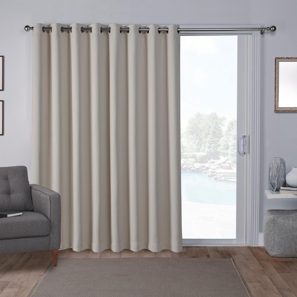 Sateen Patio 100 In. W X 84 In. L Woven Blackout Grommet Top Curtain Panel  In Linen (1 Panel) Pertaining To Patio Grommet Top Single Curtain Panels (Photo 9 of 20)