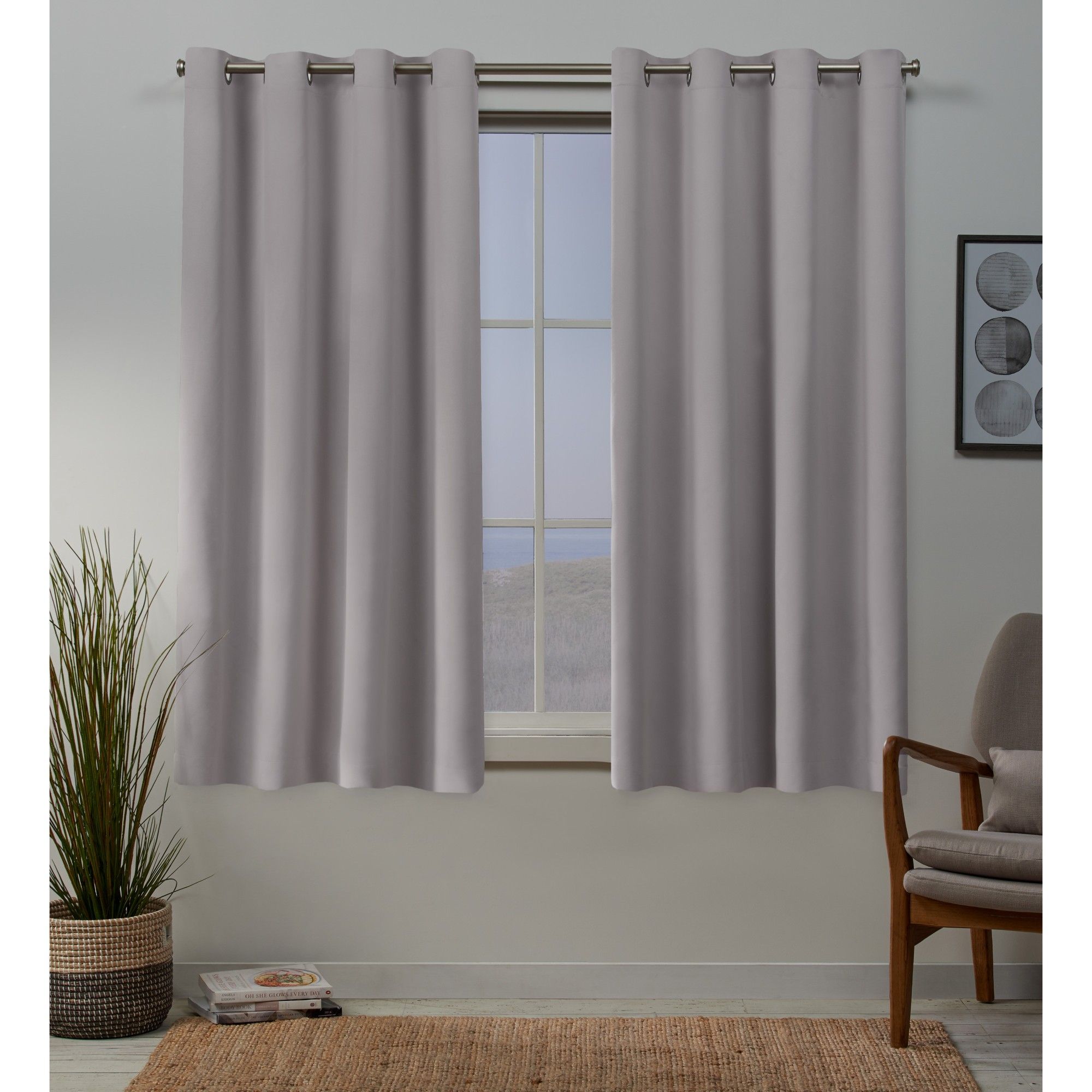 Sateen Woven Blackout Grommet Top Window Curtain Panel Pair Regarding Woven Blackout Grommet Top Curtain Panel Pairs (Photo 25 of 30)