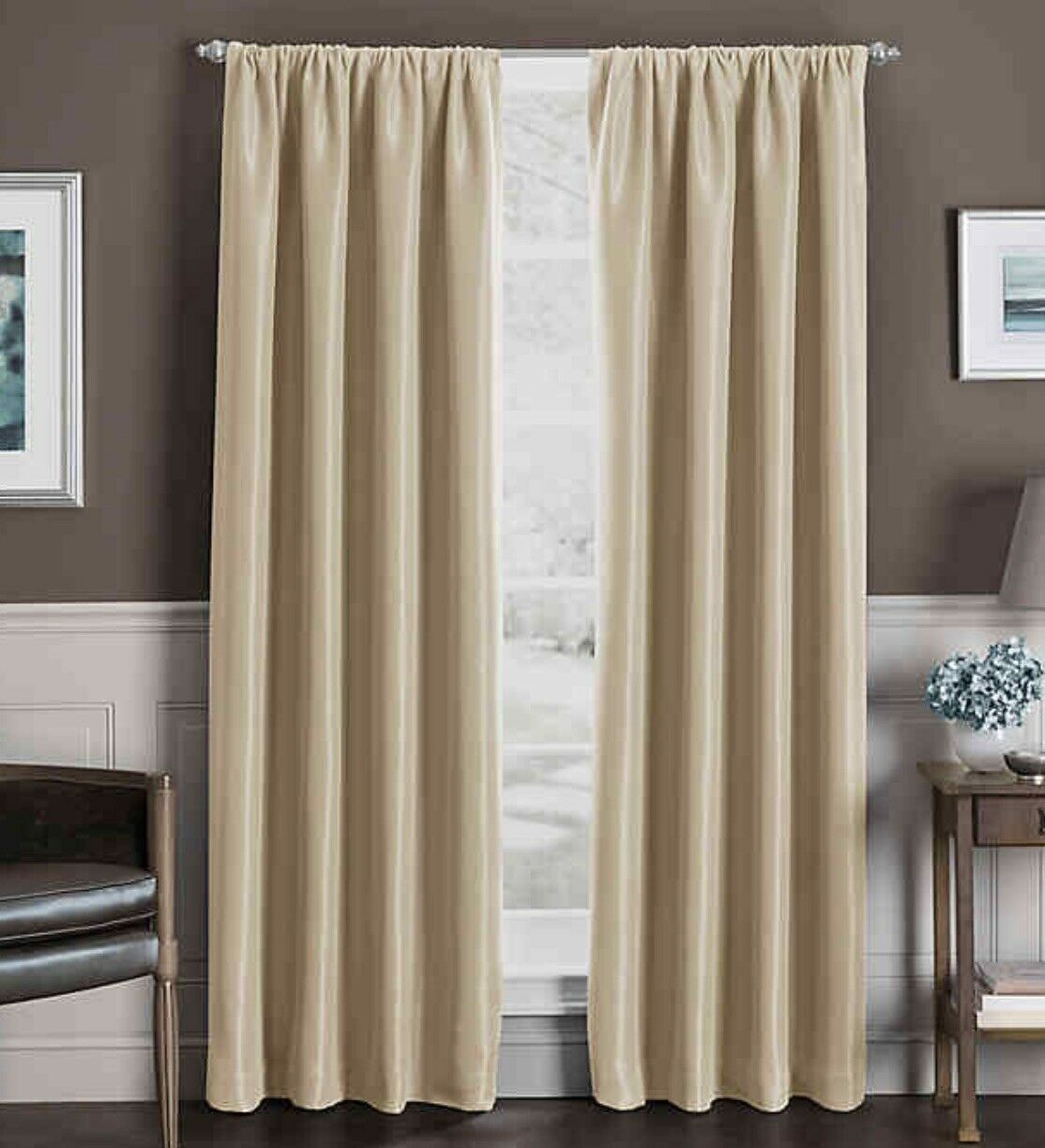 Sebastian 84 Inch Rod Pocket Insulated 100% Blackout Window Curtain Panel  Gold Intended For Total Blackout Metallic Print Grommet Top Curtain Panels (View 32 of 36)
