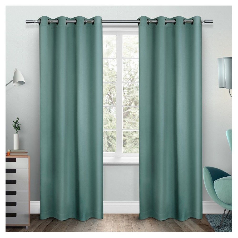 Set Of 2 Sateen Twill Weave Insulated Blackout Grommet Top Pertaining To The Curated Nomad Duane Jacquard Grommet Top Curtain Panel Pairs (View 25 of 30)
