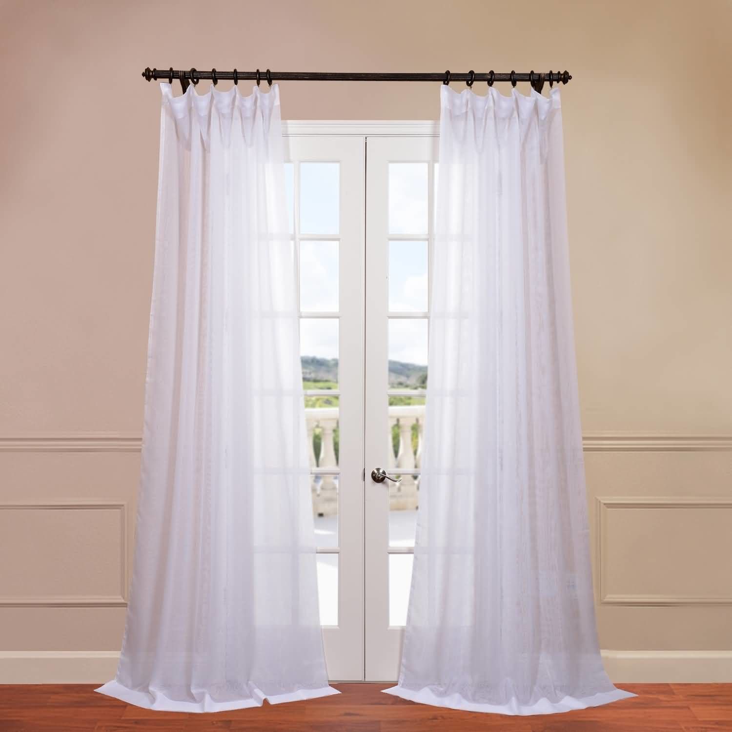 Signature Double Layered Sheer Single Curtain Panel Intended For Double Layer Sheer White Single Curtain Panels (Photo 5 of 20)