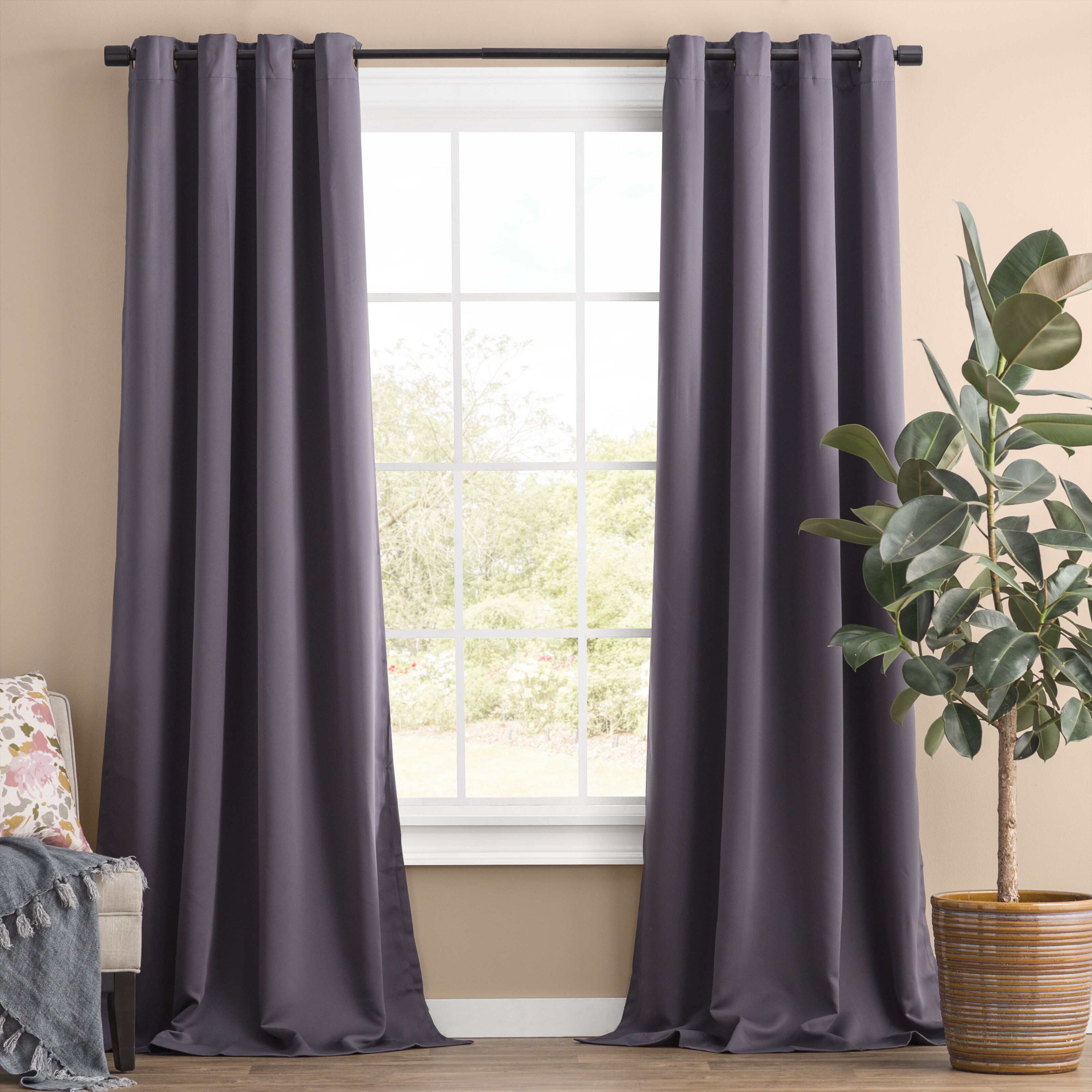 Solid Blackout Thermal Grommet Curtain Panels Inside Cooper Textured Thermal Insulated Grommet Curtain Panels (View 14 of 20)