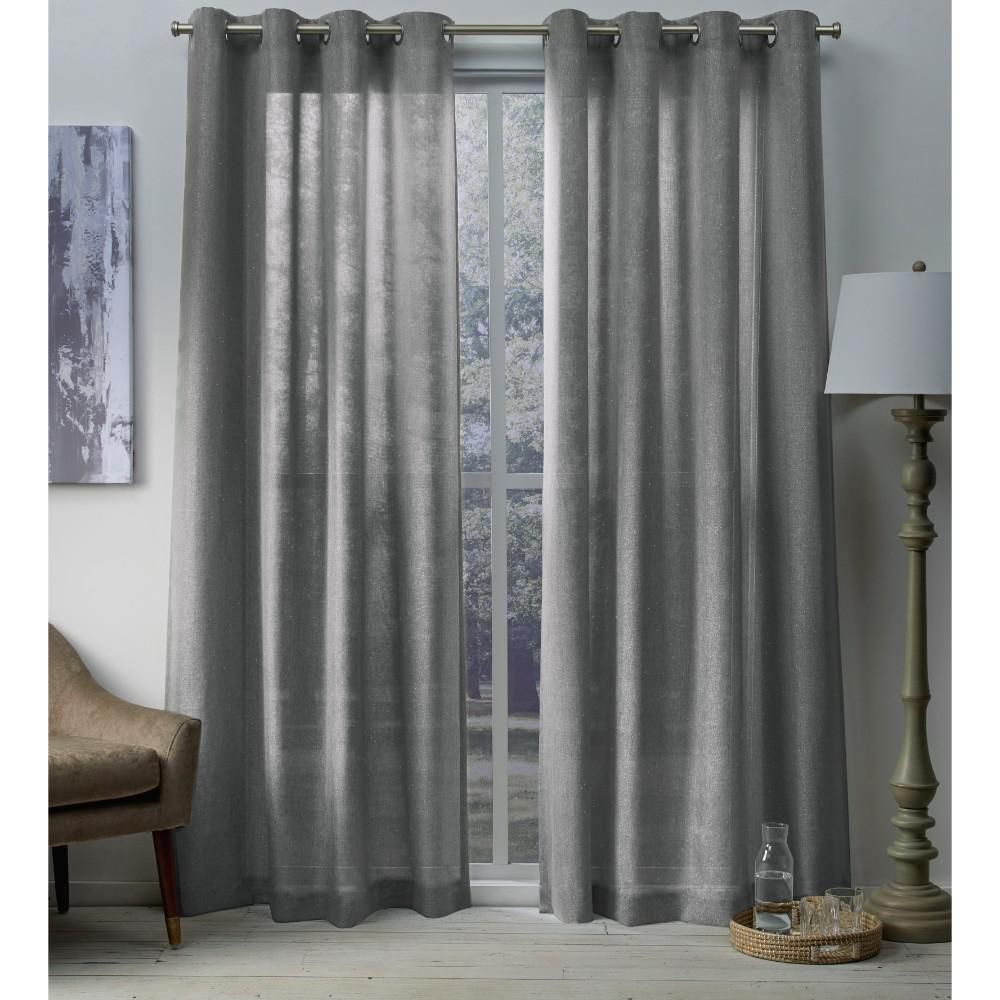 Sparkles 54 In. W X 96 In. L Metallic Fleck Grommet Top Curtain Panel In  Black Pearl (2 Panels) Pertaining To Total Blackout Metallic Print Grommet Top Curtain Panels (Photo 14 of 36)