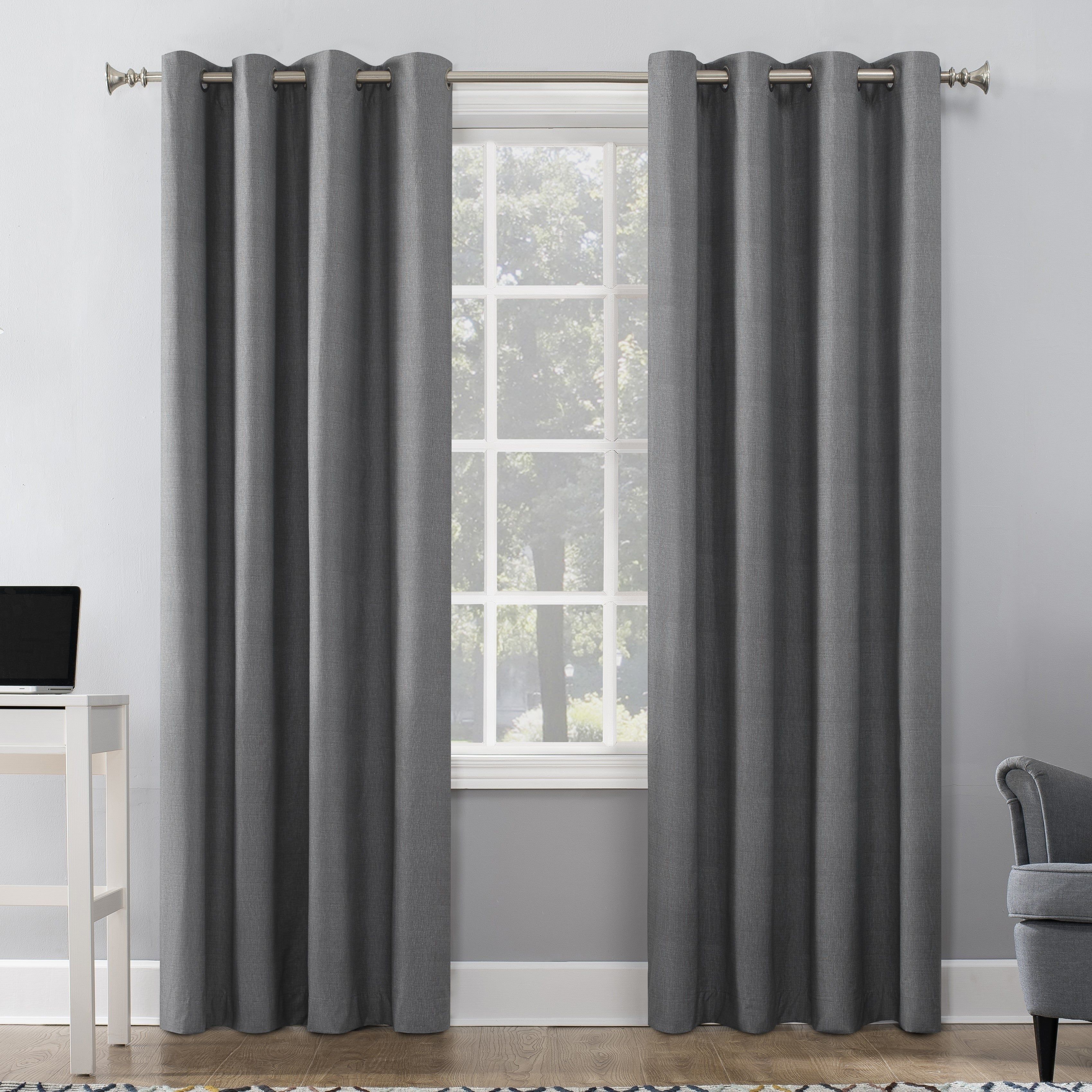 Sun Zero Duran Thermal Insulated 100% Blackout Grommet Curtain Panel With Cyrus Thermal Blackout Back Tab Curtain Panels (View 6 of 20)