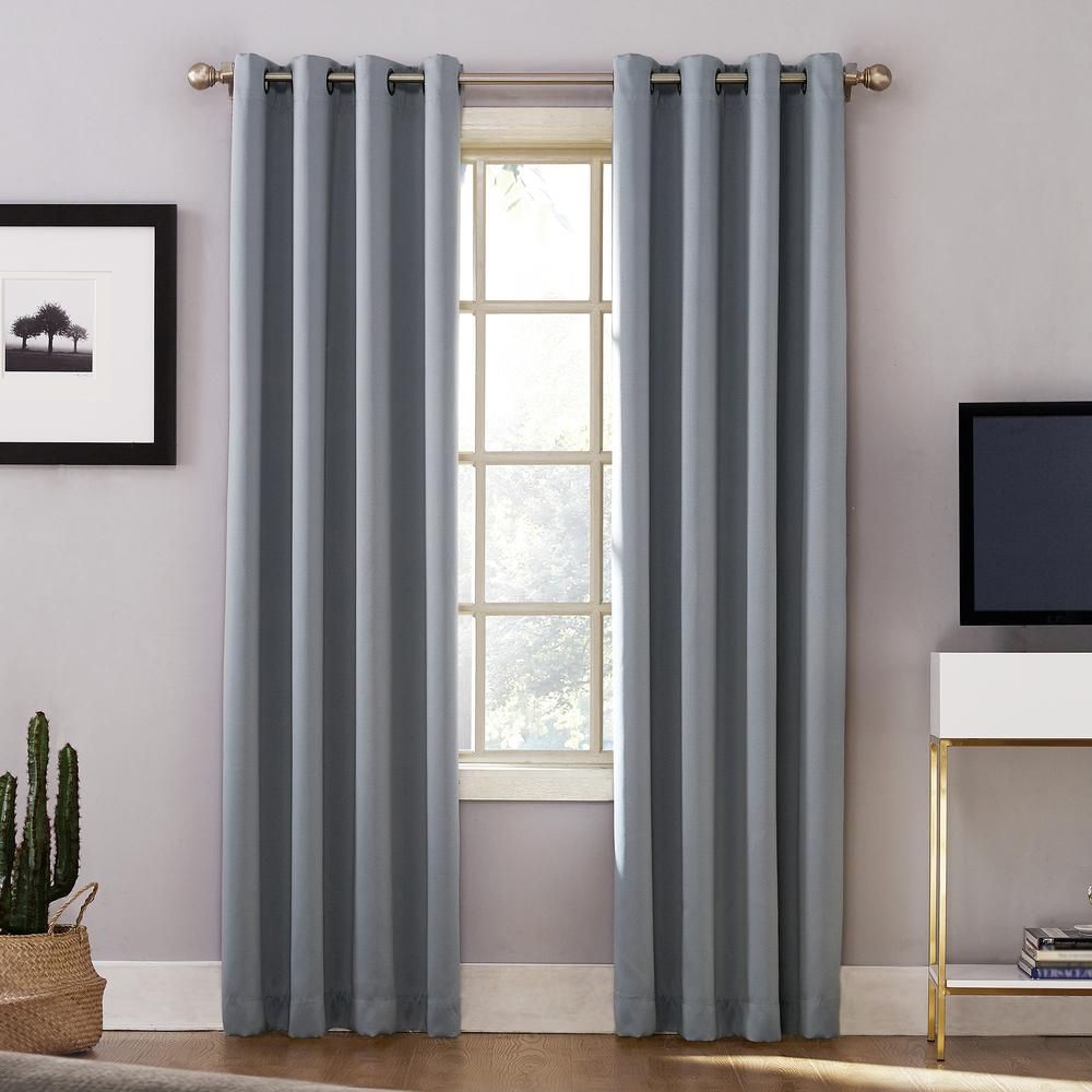 Sun Zero Oslo Woven Home Theater Grade Blackout Haze Grommet Single Curtain  Panel – 52 In. W X 63 In. L Intended For Single Curtain Panels (Photo 9 of 31)