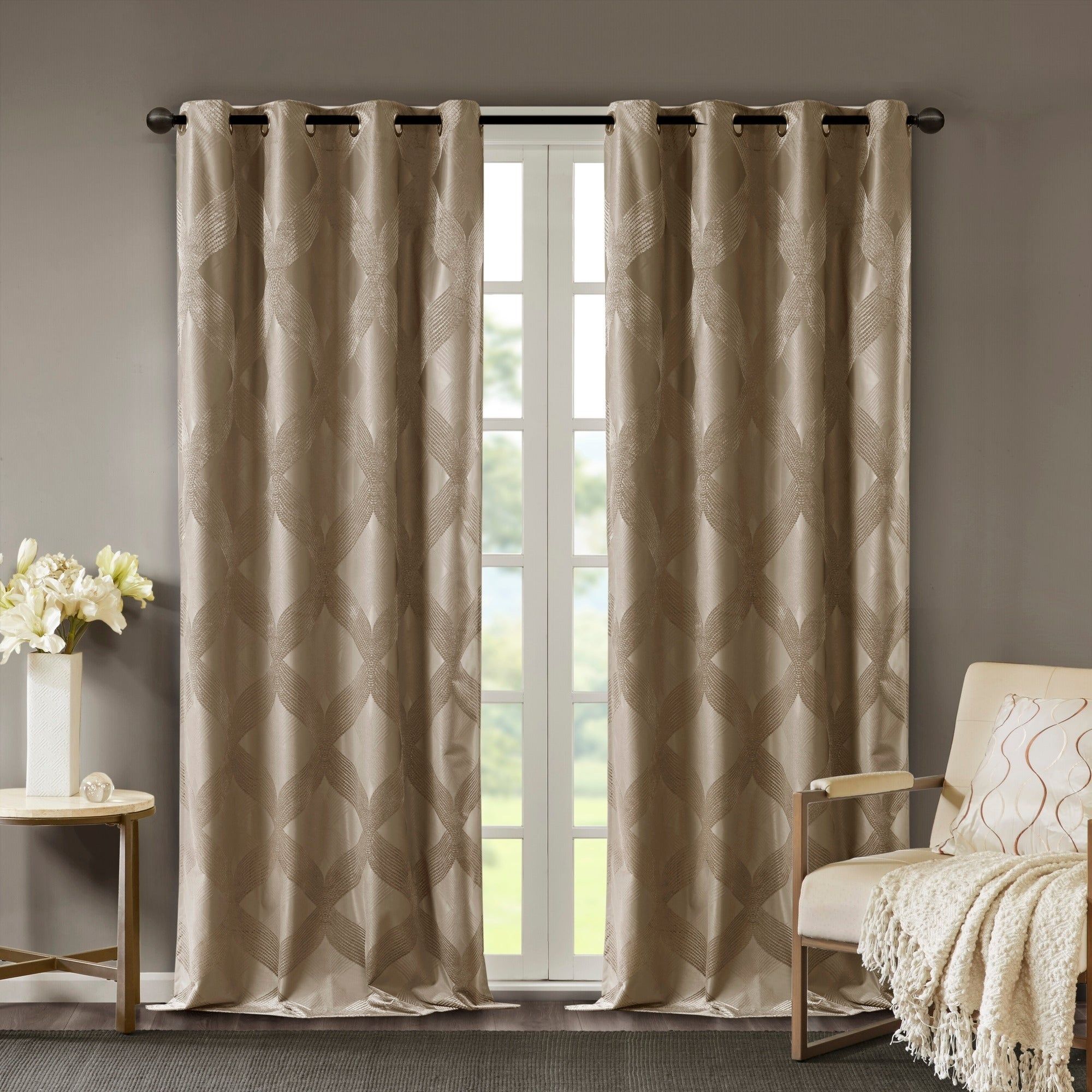 Best 30+ of Sunsmart Abel Ogee Knitted Jacquard Total Blackout Curtain
