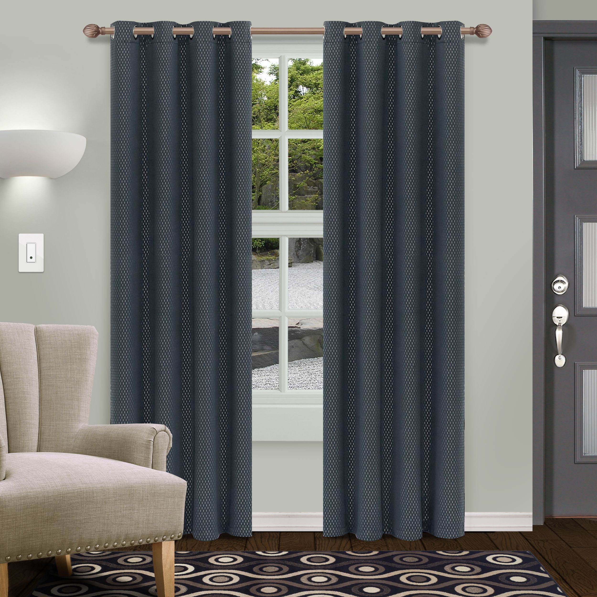 Superior Shimmer Textured Blackout Curtain Set Of 2, Insulated Panel With  Grommet Top In Thermal Insulated Blackout Curtain Panel Pairs (View 27 of 30)
