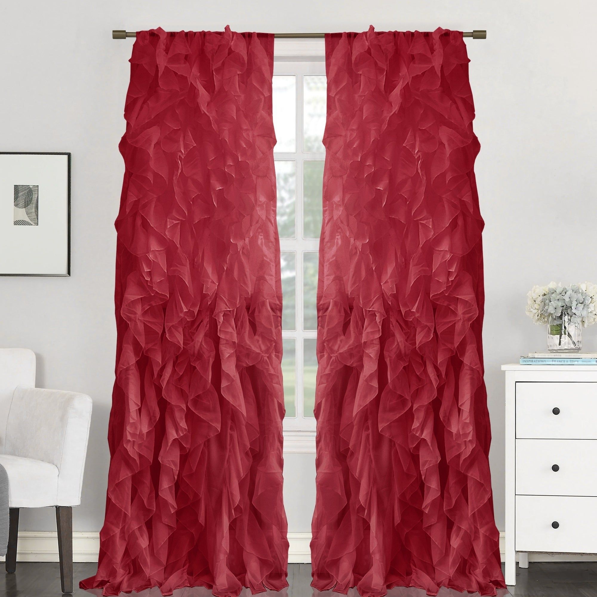 Sweet Home Collection Sheer Voile Waterfall Ruffled Tier 84 Inch Single  Curtain Panel – 84" Long X 50" Wide With Sheer Voile Waterfall Ruffled Tier Single Curtain Panels (View 4 of 20)