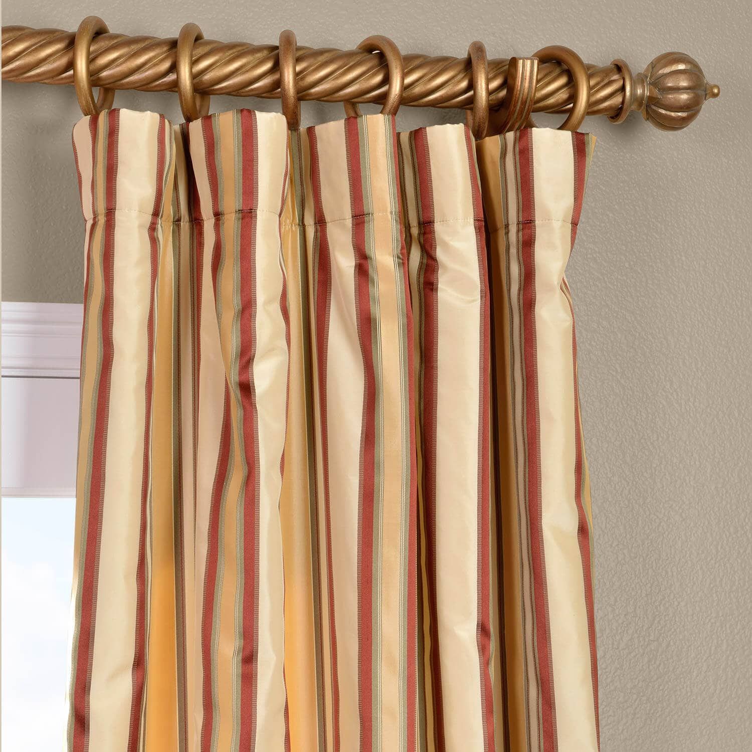 Toscano Silk Taffeta Stripe Curtain With Regard To Ombre Stripe Yarn Dyed Cotton Window Curtain Panel Pairs (View 8 of 20)