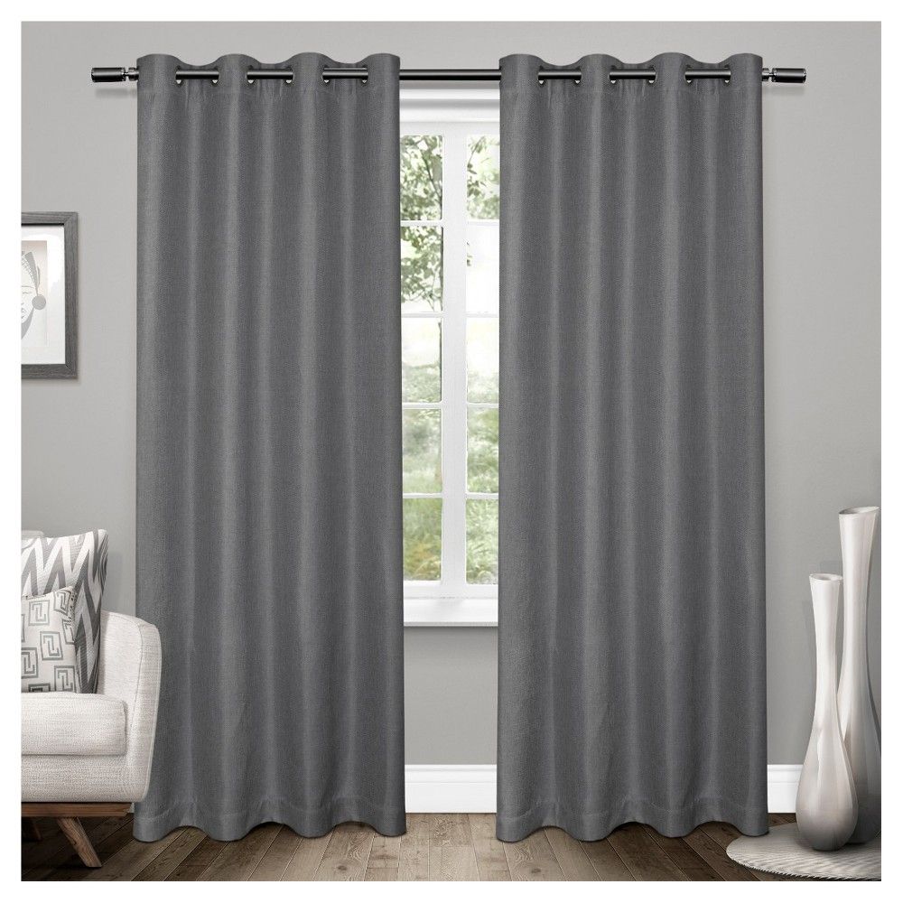 Tweed Textured Linen Woven Blackout Grommet Top Window With Woven Blackout Grommet Top Curtain Panel Pairs (View 26 of 30)