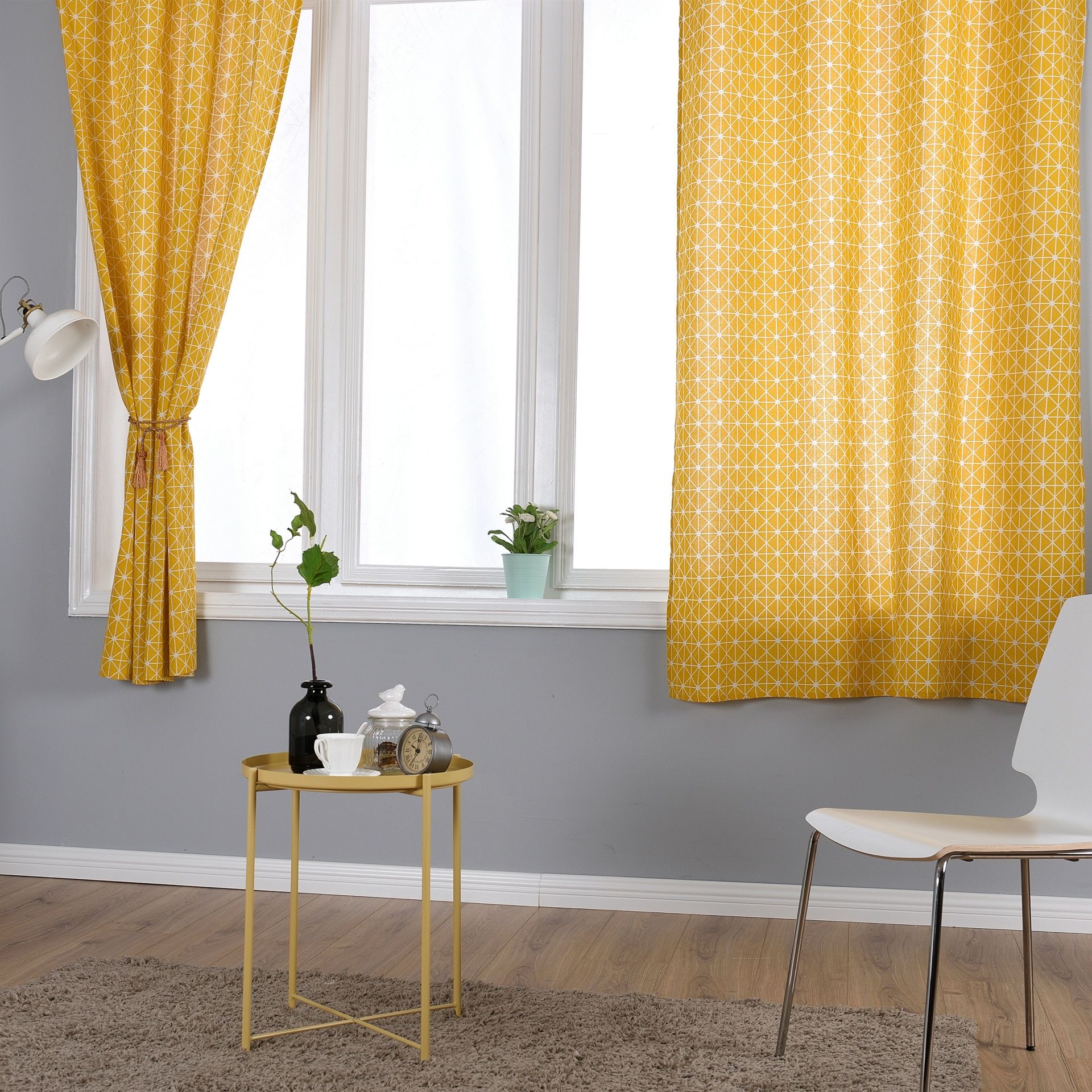 Us $13.31 25% Off|yellow Linen Cotton Curtains For Living Room Kitchen  Geometry Printing Half Blackout Children Bedroom Decorations Window  Curtain In With Geometric Linen Room Darkening Window Curtains (Photo 11 of 20)