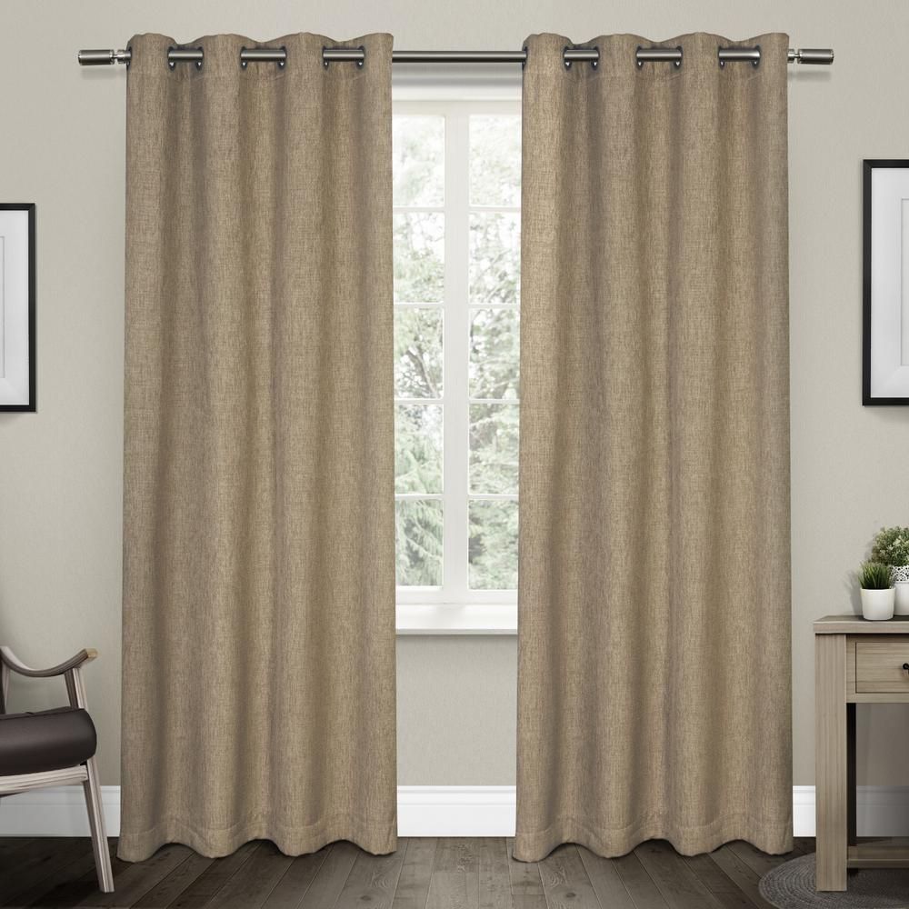 Vesta 52 In. W X 96 In. L Woven Blackout Grommet Top Curtain Panel In  Natural (2 Panels) Inside Solid Insulated Thermal Blackout Curtain Panel Pairs (Photo 29 of 30)