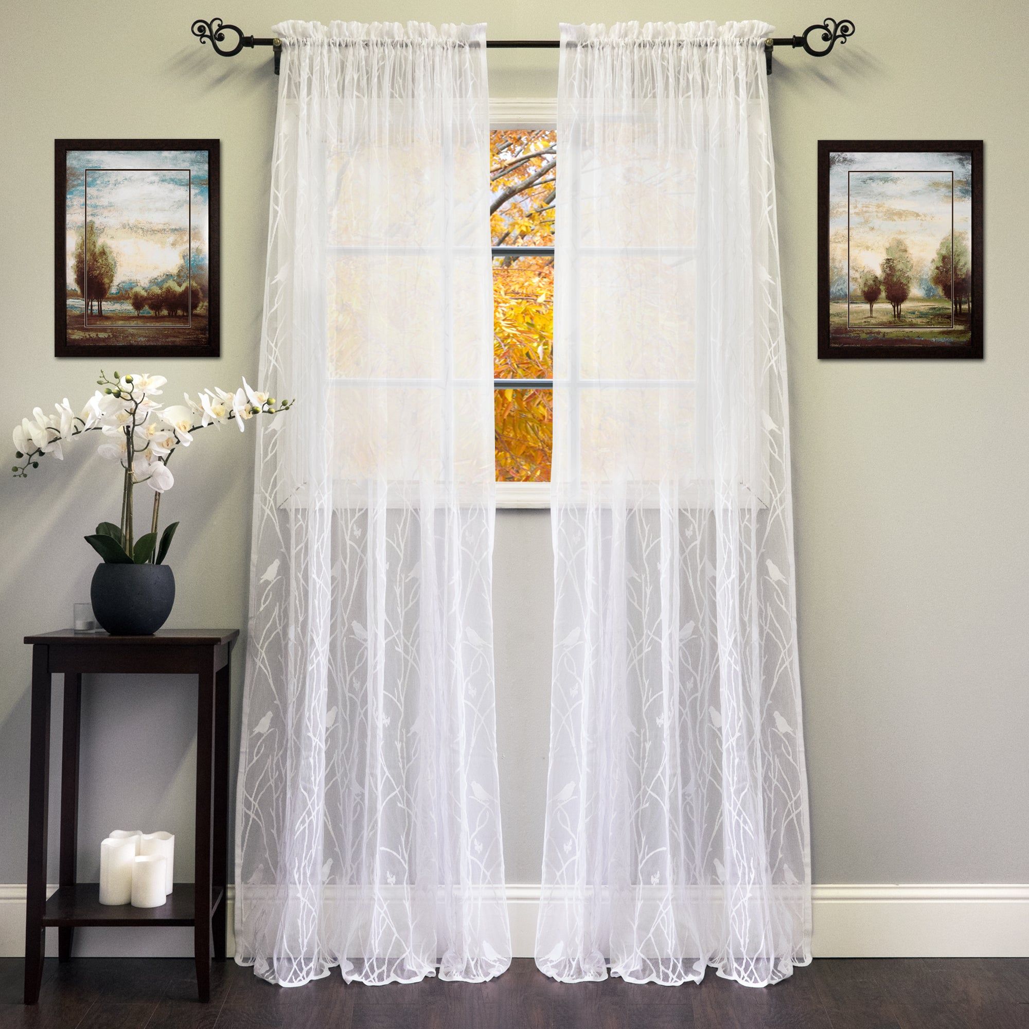 White/ivory 56 Inch X 84 Inch Knit Lace Bird Motif Window Curtain Panel –  56 X 84 With Regard To Vina Sheer Bird Single Curtain Panels (Photo 20 of 30)