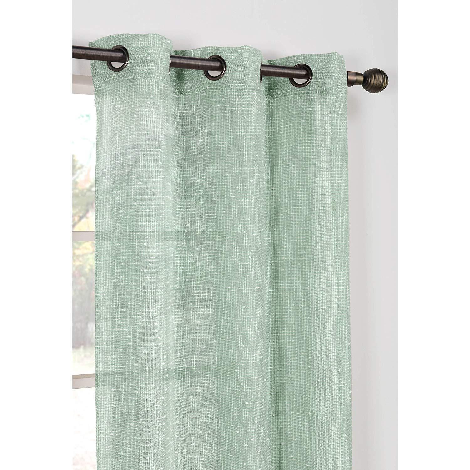 Window Elements Nubby Linen Blend Sheer And 27 Similar Items Pertaining To Wavy Leaves Embroidered Sheer Extra Wide Grommet Curtain Panels (Photo 25 of 30)