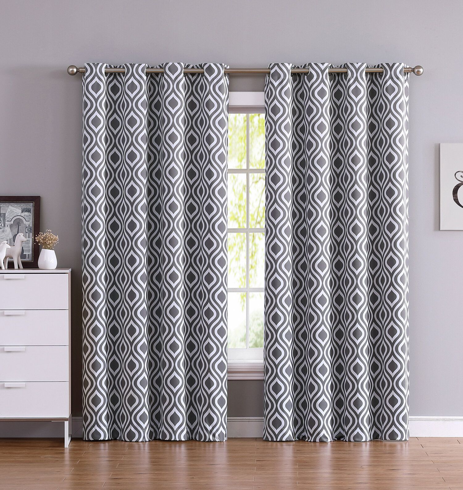 Wirtz Trellis Print Geometric Blackout Thermal Grommet Curtain Panels In Woven Blackout Curtain Panel Pairs With Grommet Top (Photo 29 of 30)