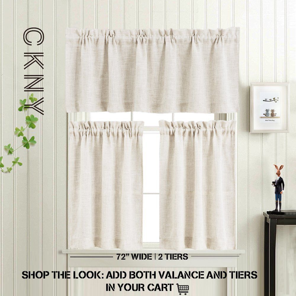 3 Pieces Kitchen Curtains And Valances Set Crude Tier With Luxurious Kitchen Curtains Tiers, Shade Or Valances (View 17 of 20)