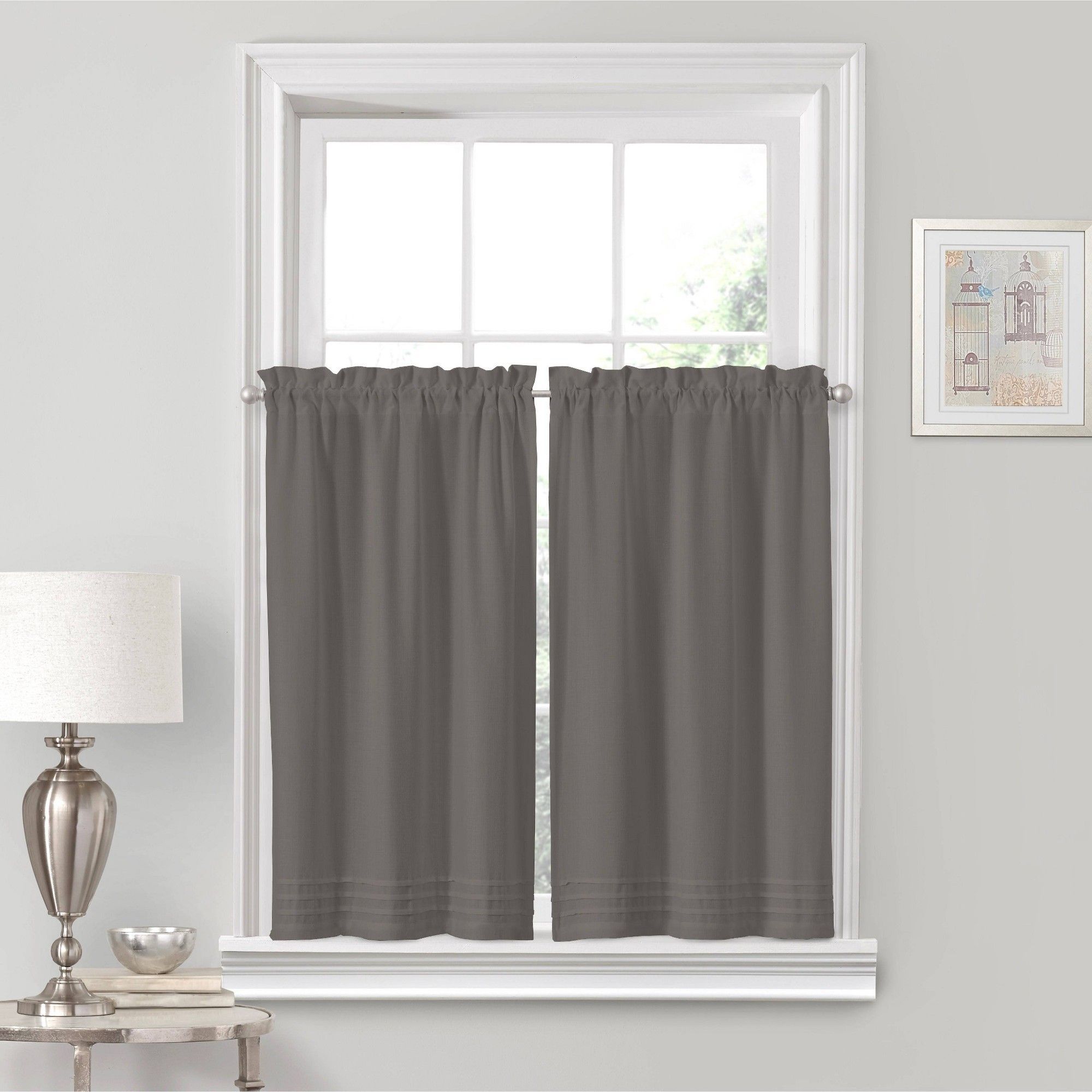 45"x52" Kingsbury Rod Pocket Curtain Tier Set Gray – Eclipse Intended For Dove Gray Curtain Tier Pairs (Photo 12 of 20)
