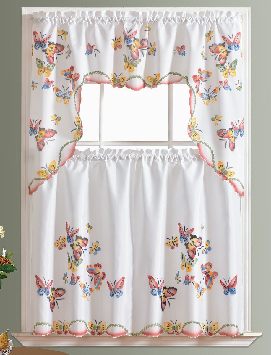 $9.99 – 3pcs Kitchen Curtain Set, Spray Paintedhand Of Inside Top Of The Morning Printed Tailored Cottage Curtain Tier Sets (Photo 15 of 20)