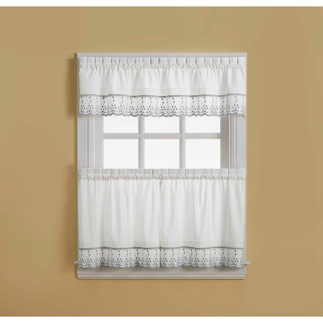 Abby Tailored Valance And Tier Curtain Collection Intended For Tailored Valance And Tier Curtains (Photo 1 of 20)