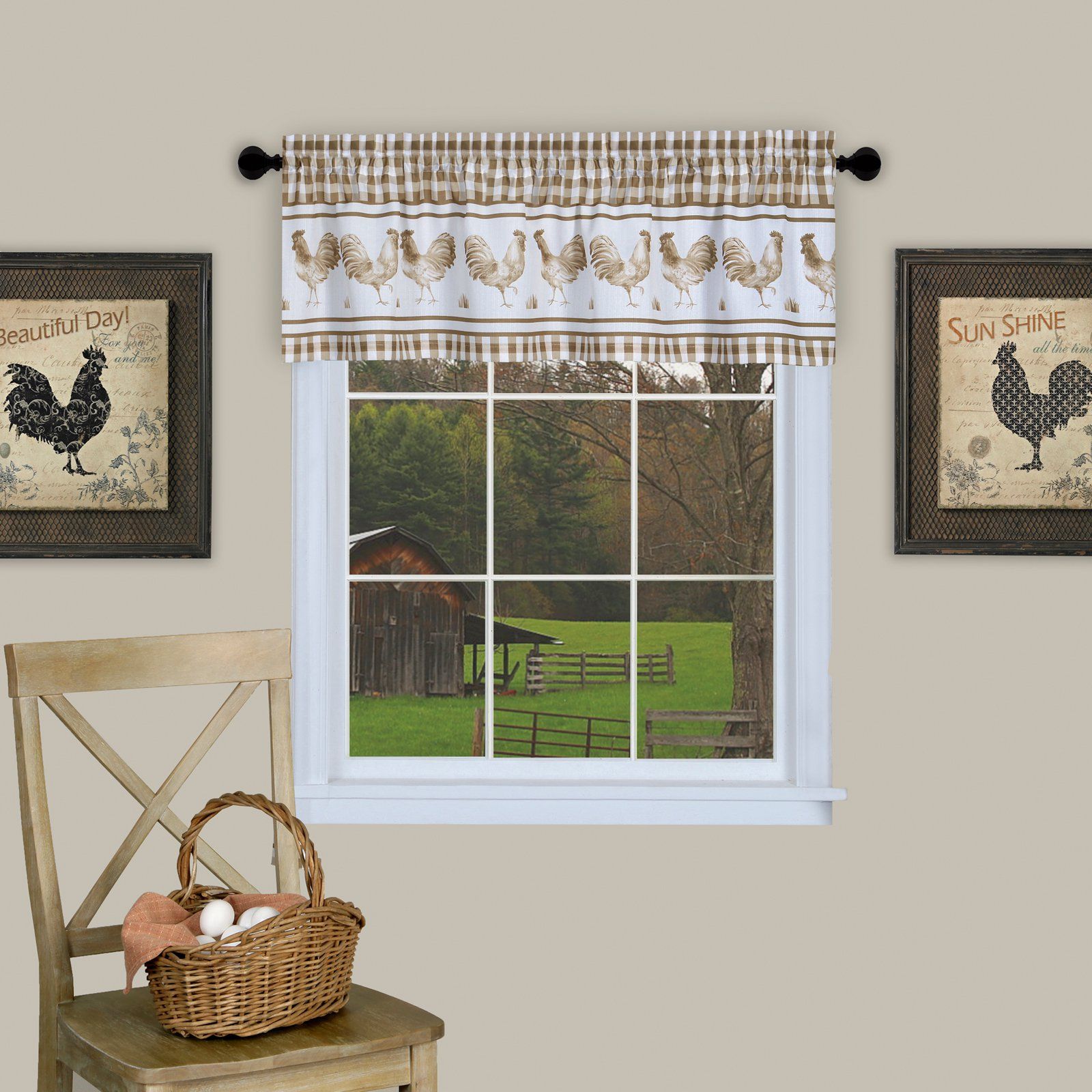 Achim Barnyard Window Curtain Valance Taupe | Products In Within Barnyard Buffalo Check Rooster Window Valances (Photo 1 of 20)
